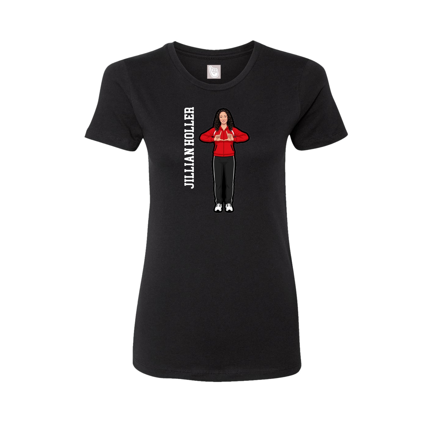 Fitted Women's Tee — Name Vertical in Black