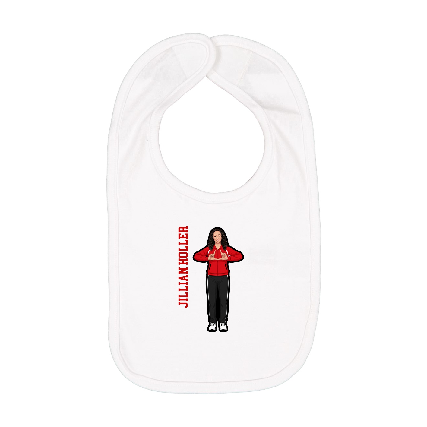 Infant Bib — Name Vertical in White