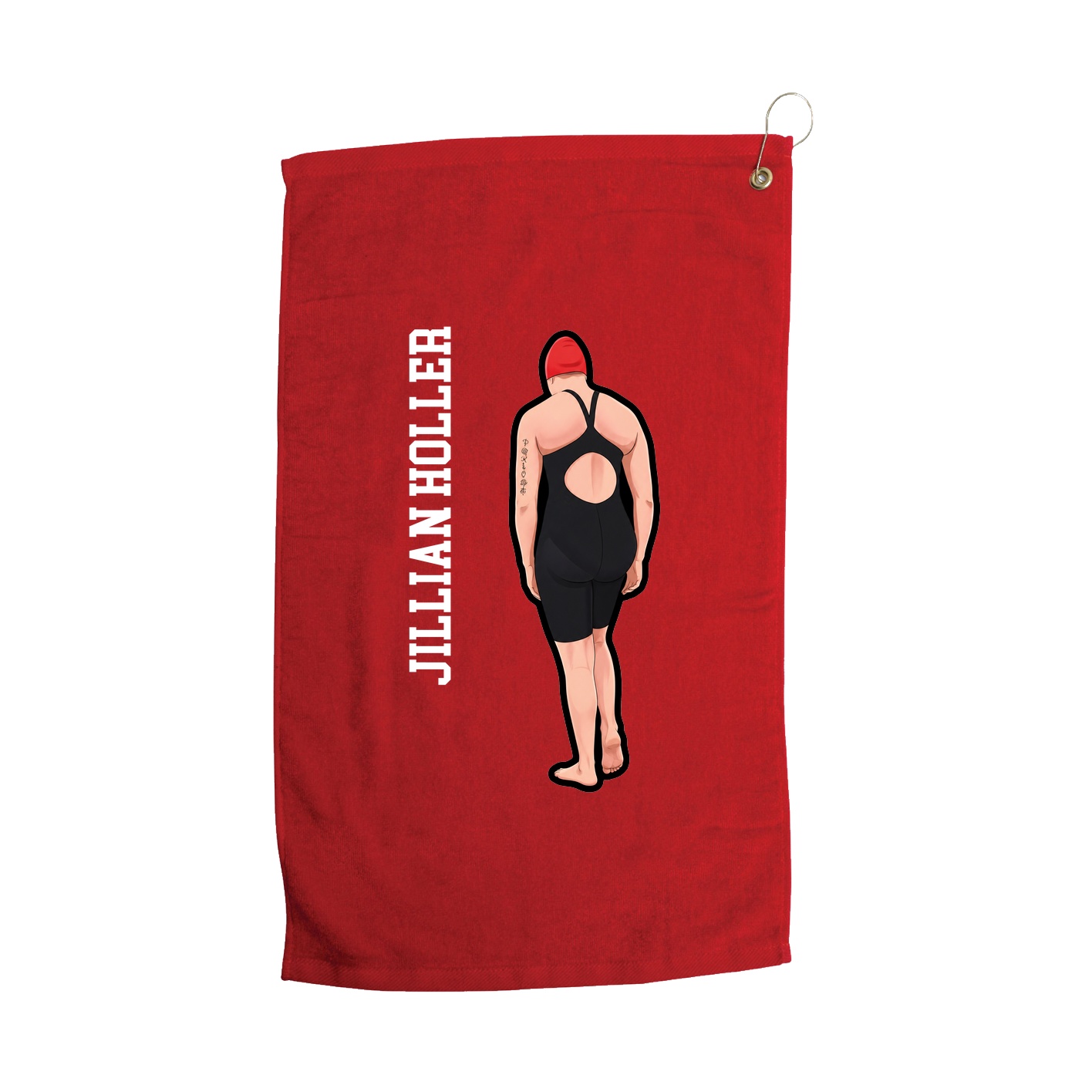 Golf Towel — Name Vertical in Red
