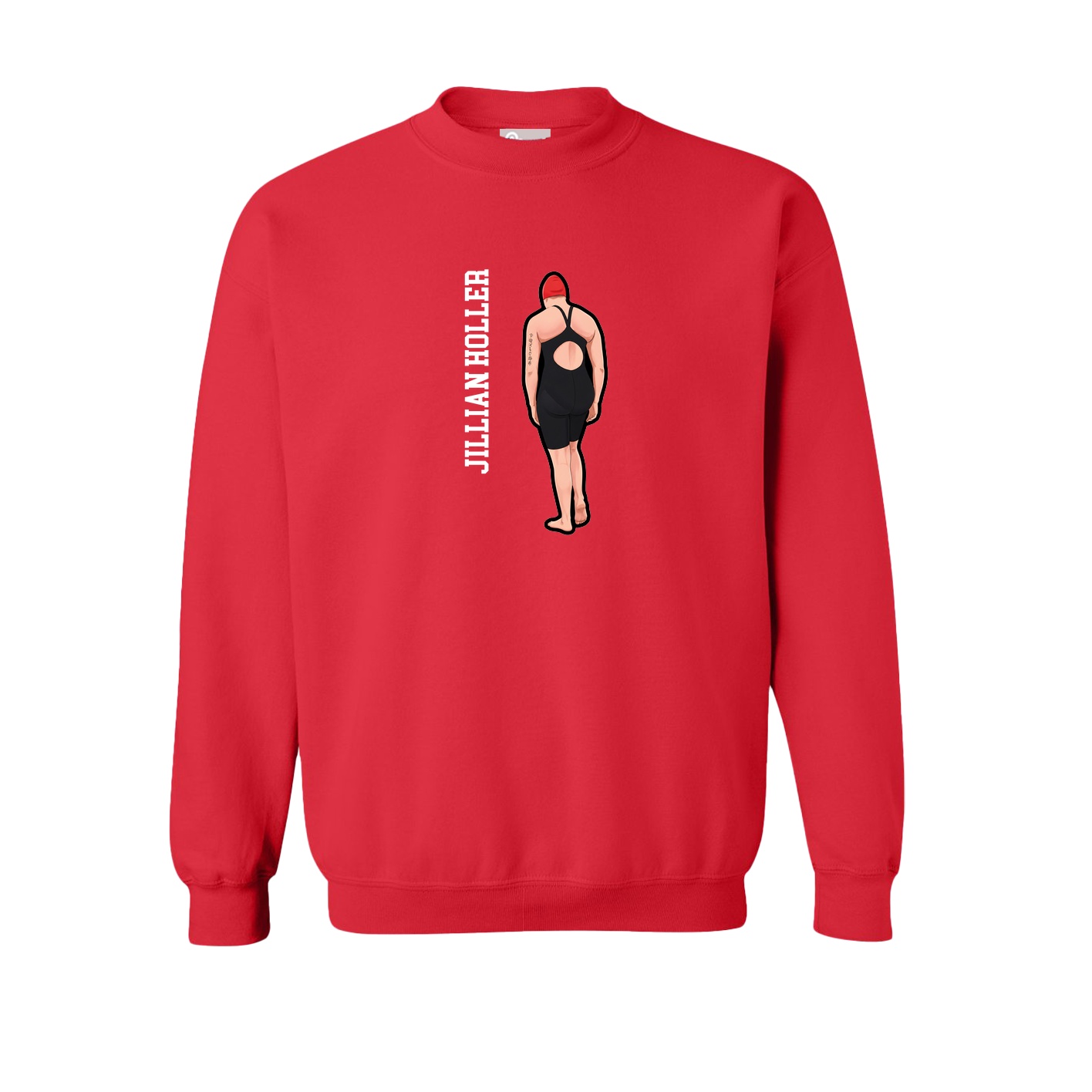 Fleece Crew — Name Vertical in Red