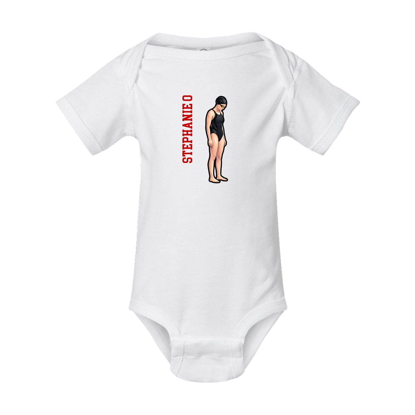 Baby Onesie — Name Vertical in White