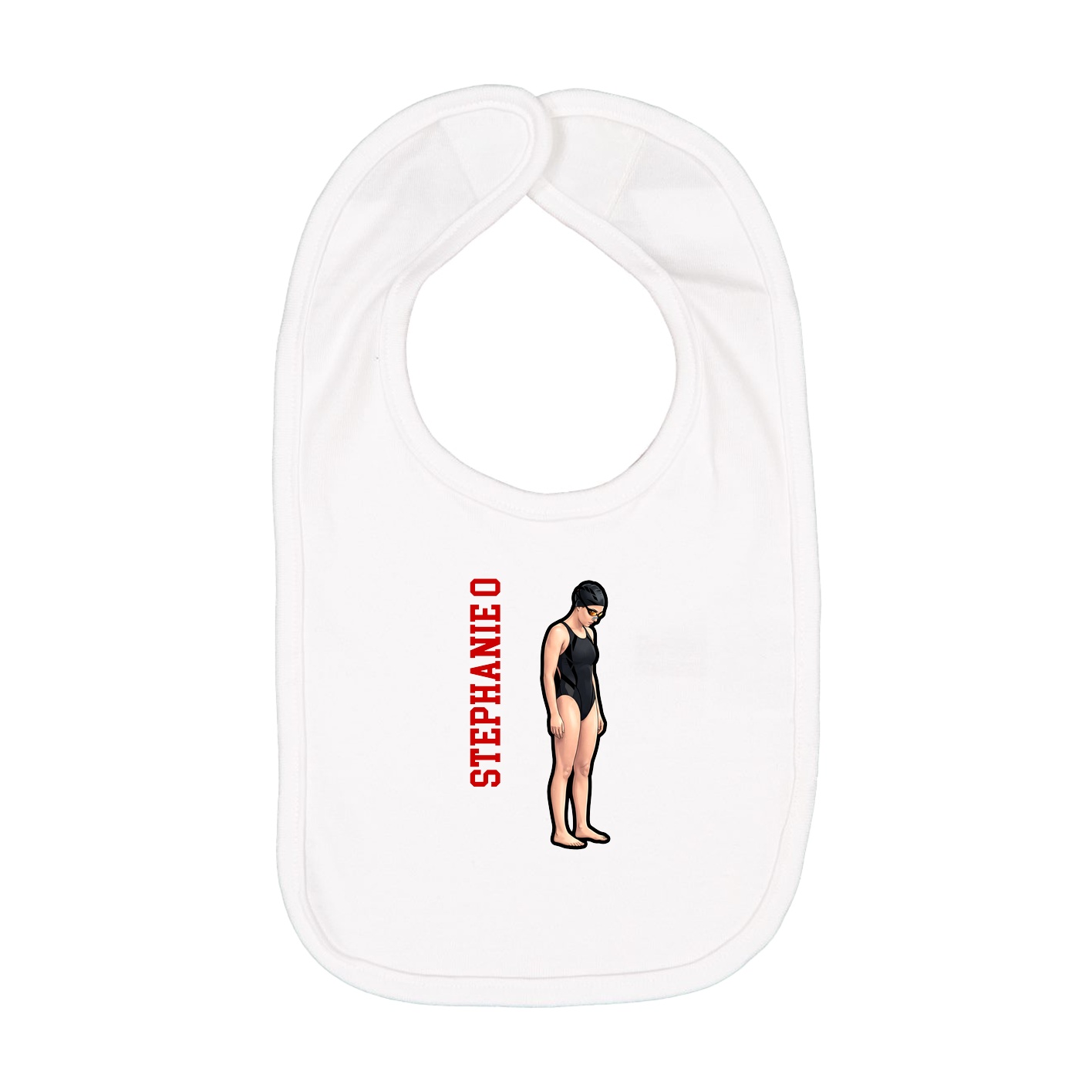 Infant Bib — Name Vertical in White