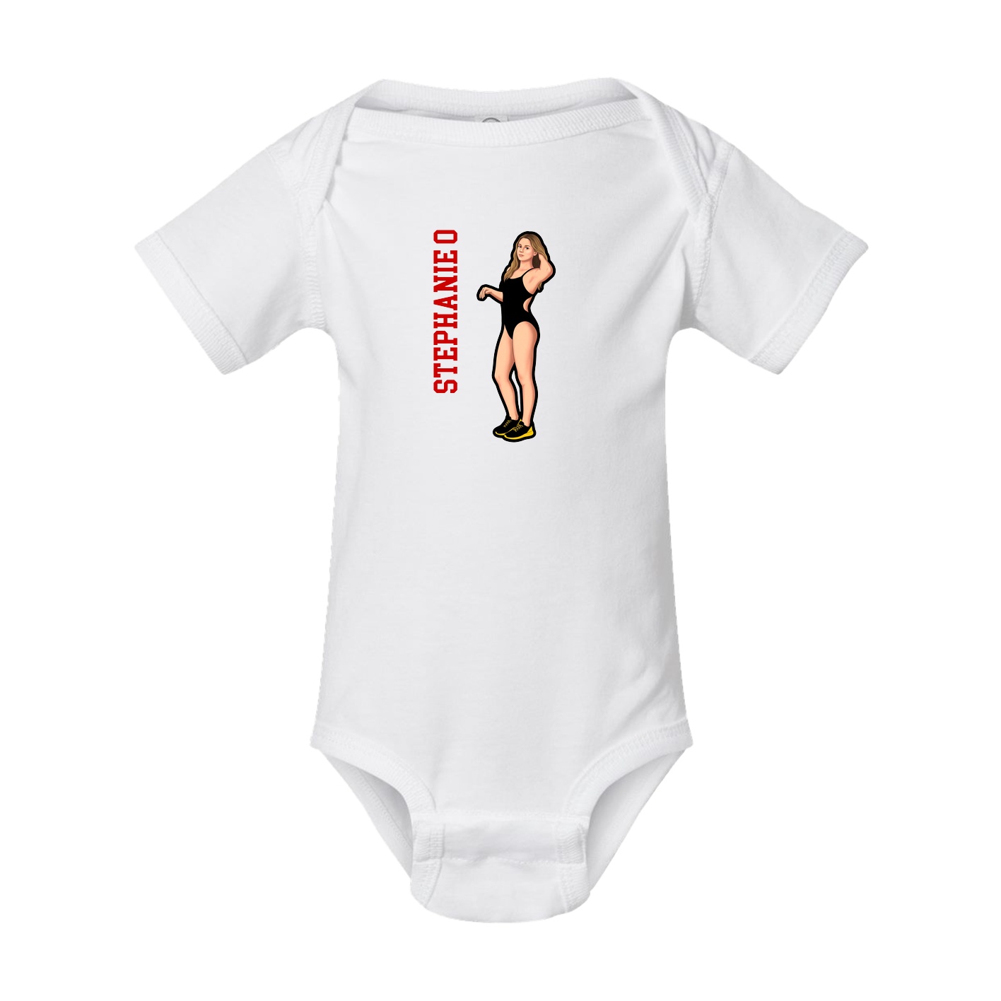Baby Onesie — Name Vertical in White