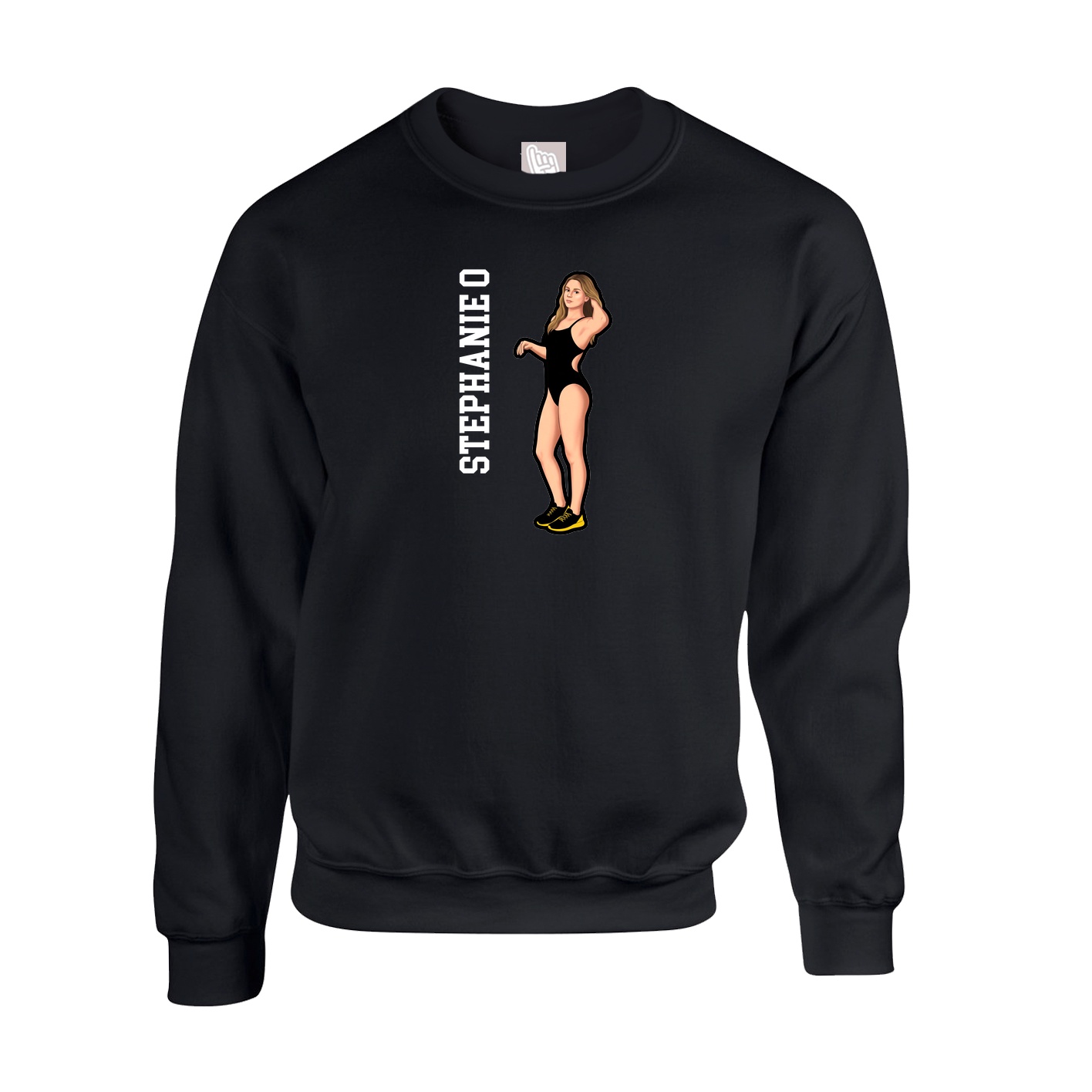 Fleece Crew — Name Vertical in Black