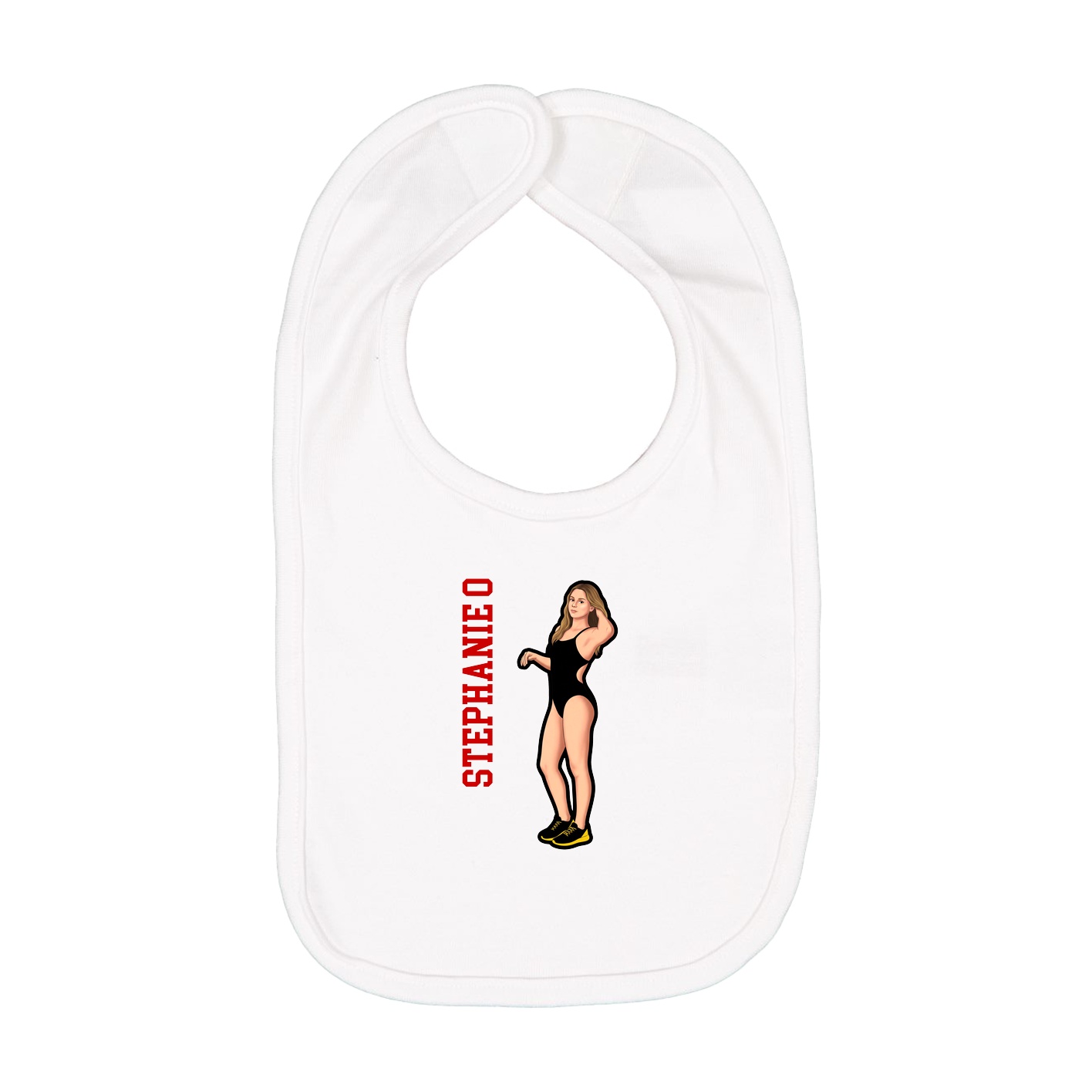 Infant Bib — Name Vertical in White