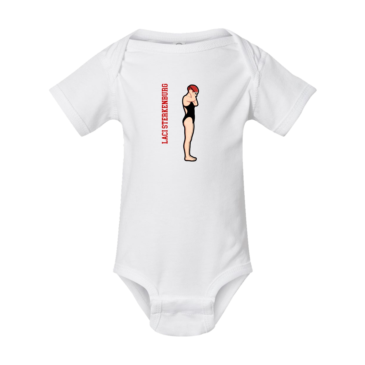 Baby Onesie — Name Vertical in White