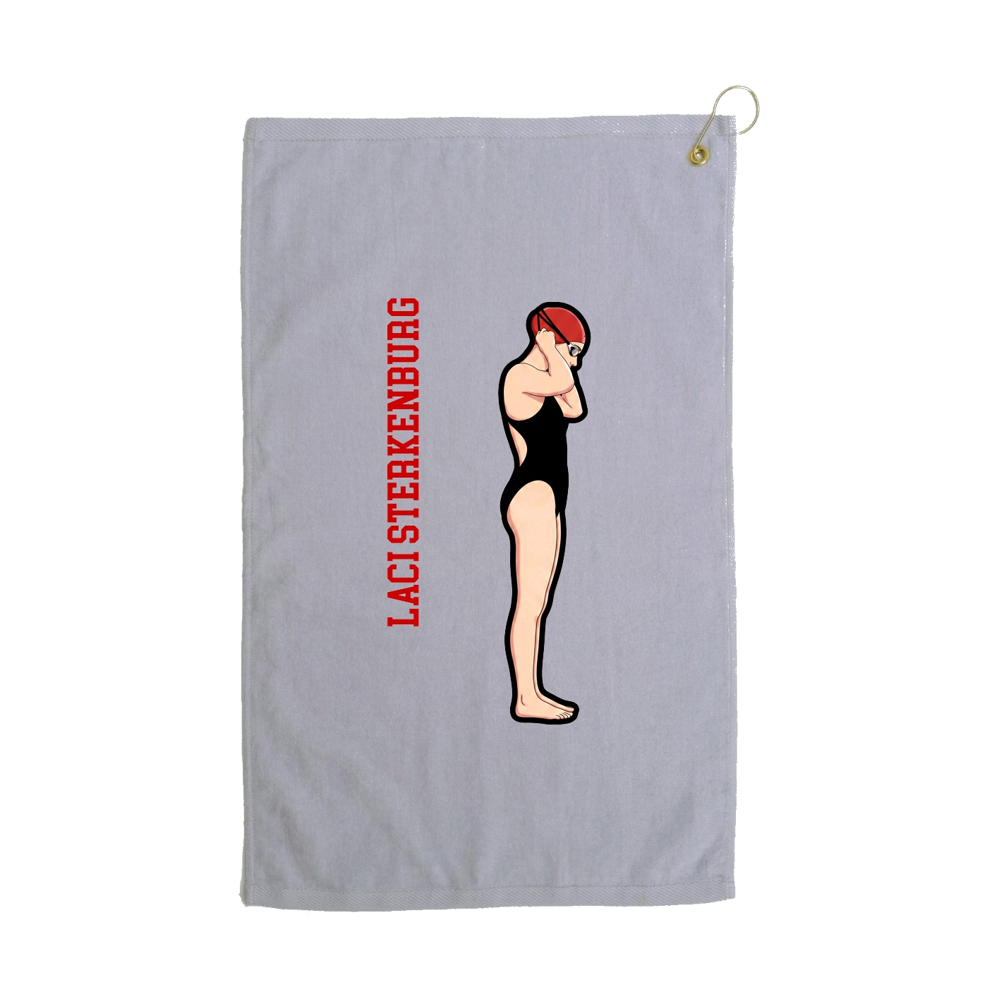 Golf Towel — Name Vertical in Grey
