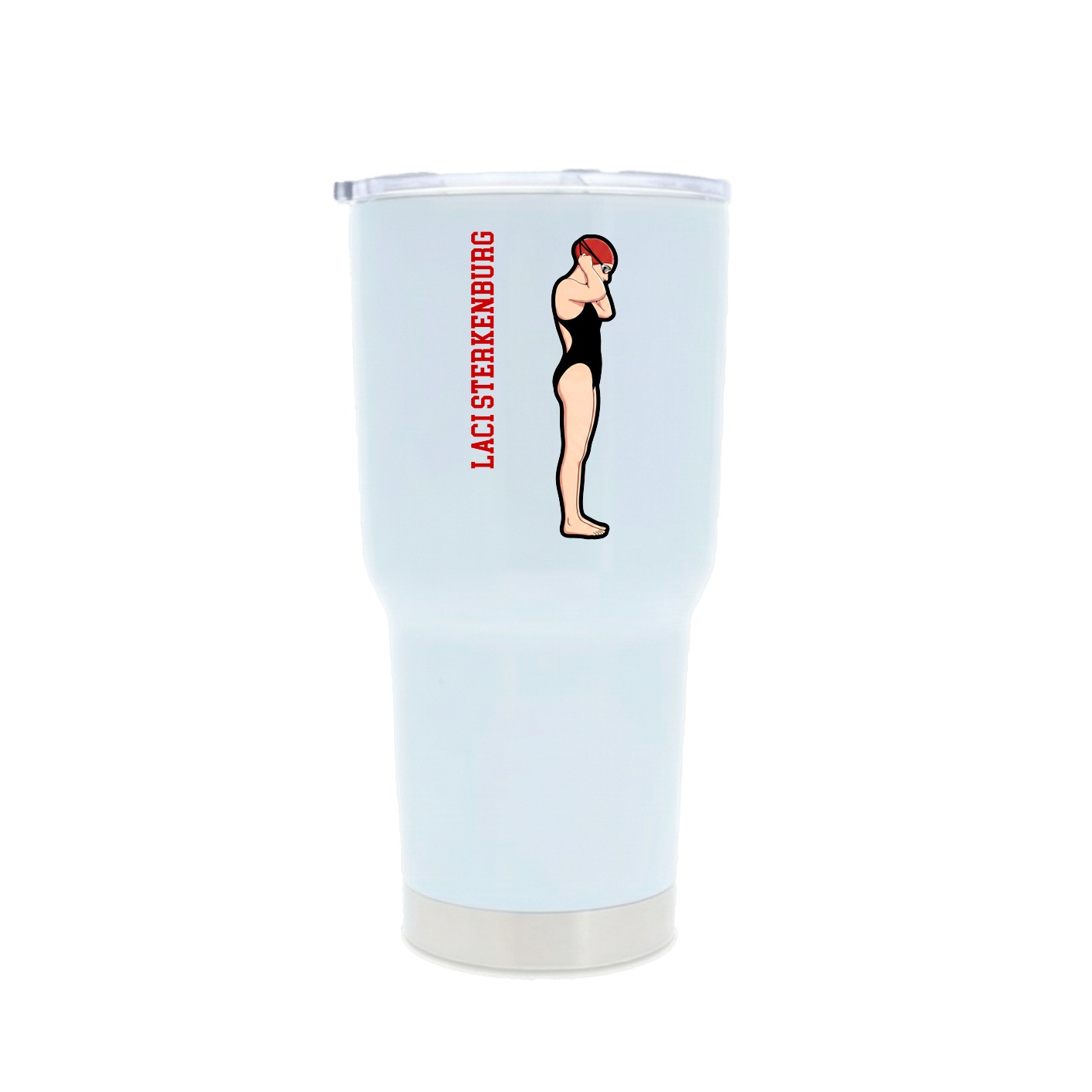 30oz Stainless Steel Tumbler — Name Vertical in White