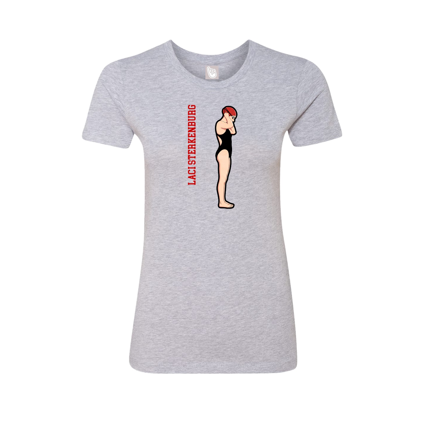 Fitted Women's Tee — Name Vertical in Grey