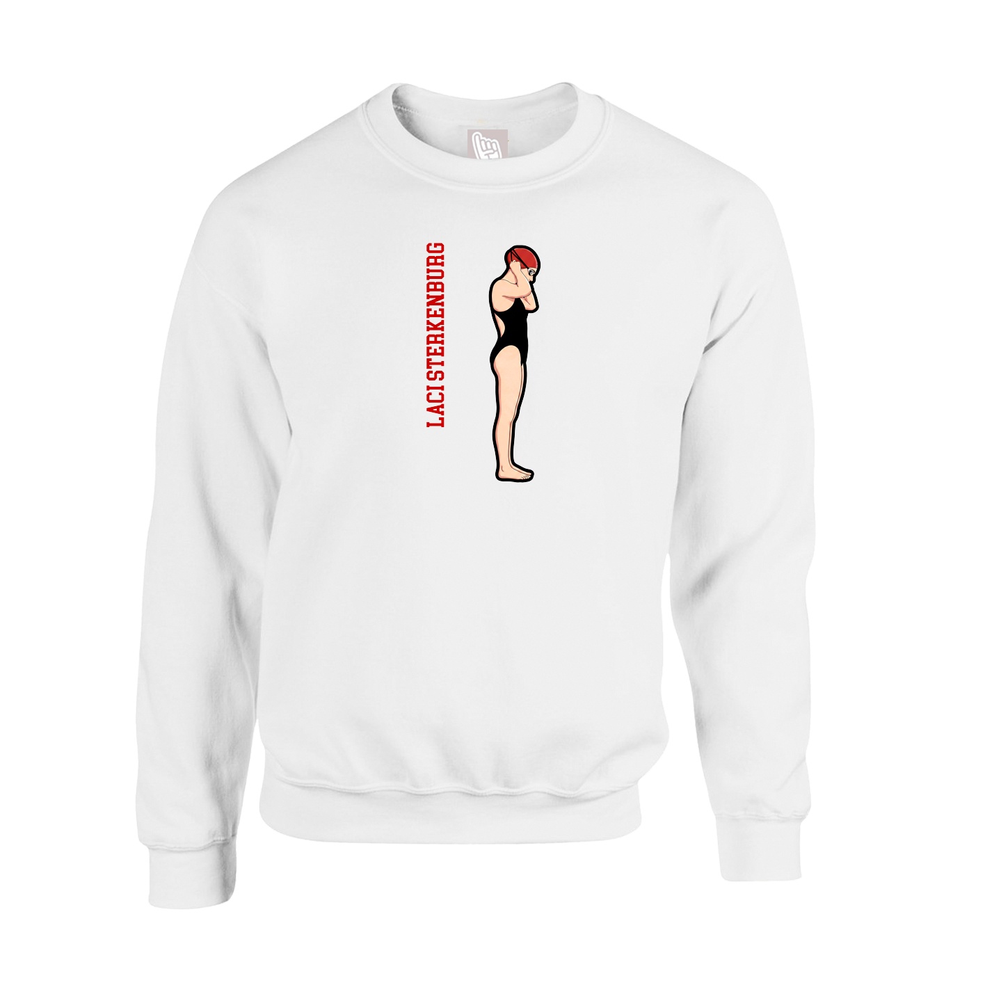 Fleece Crew — Name Vertical in White