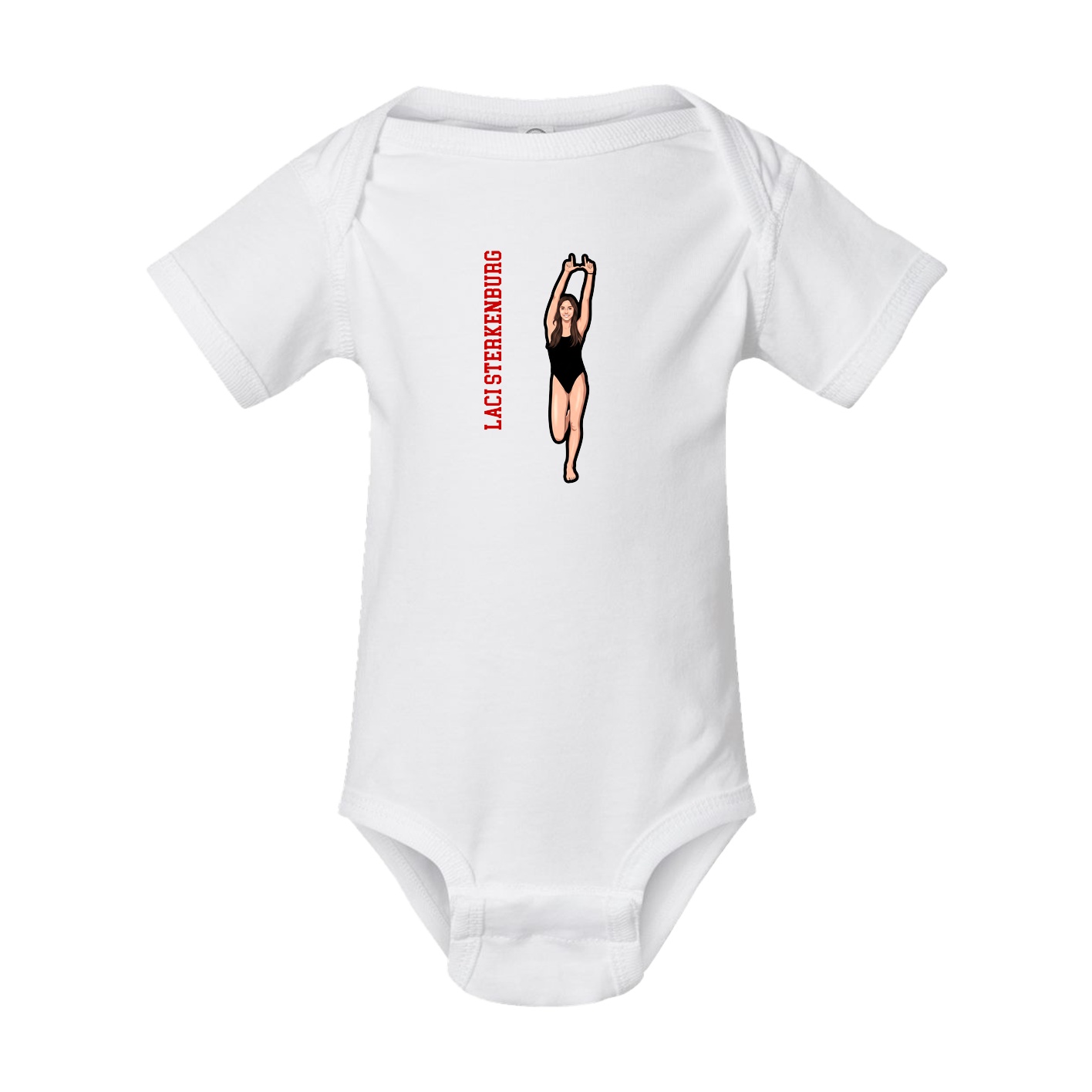 Baby Onesie — Name Vertical in White