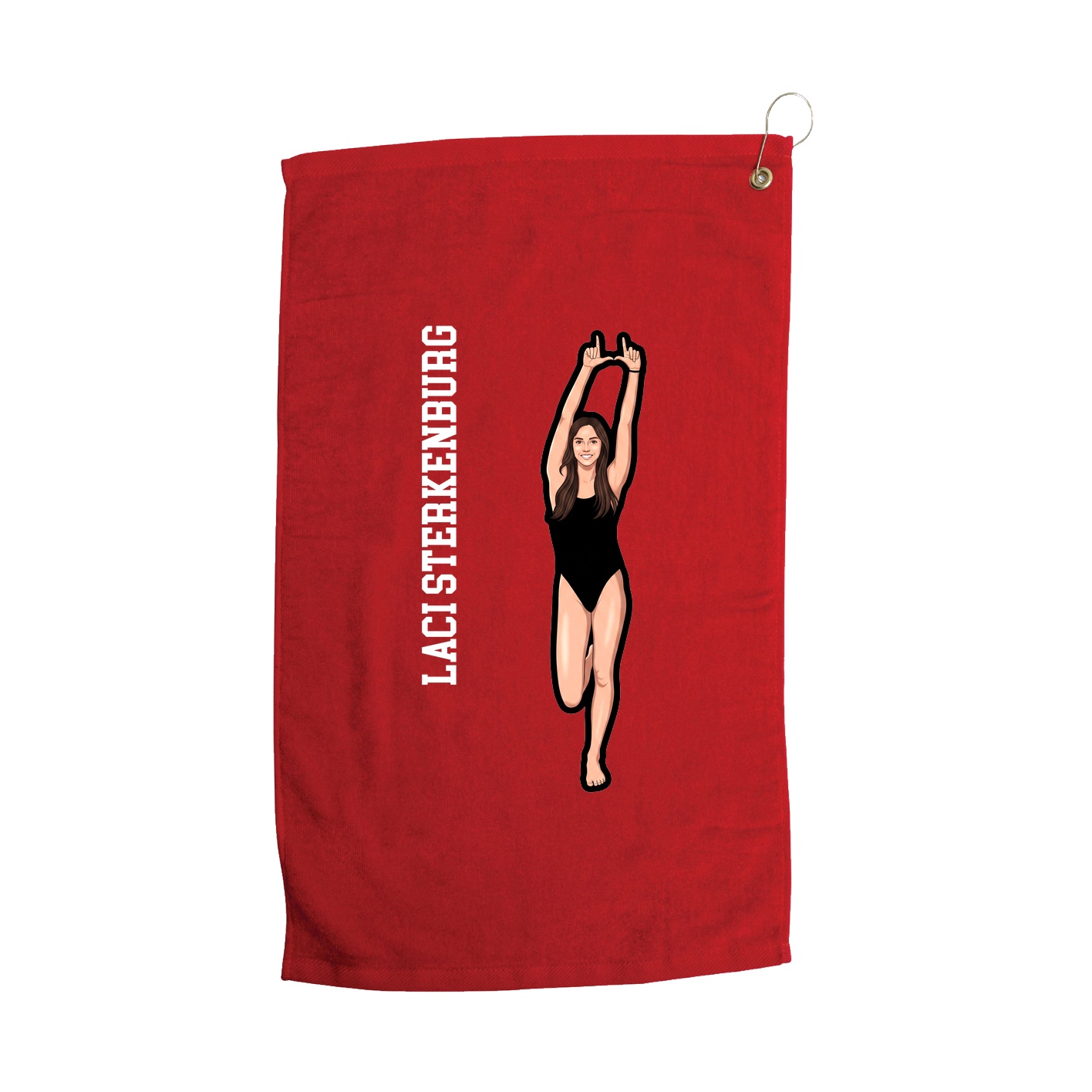 Golf Towel — Name Vertical in Red