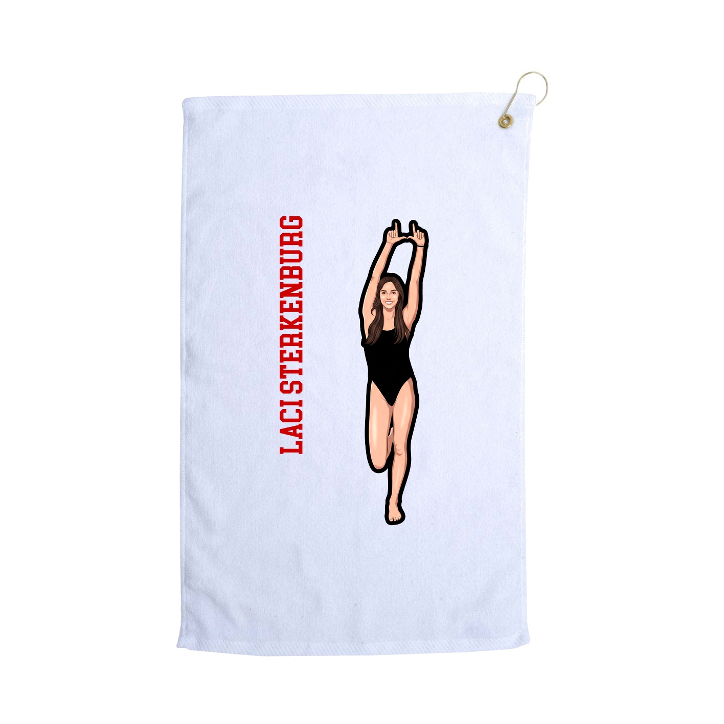 Golf Towel — Name Vertical in White