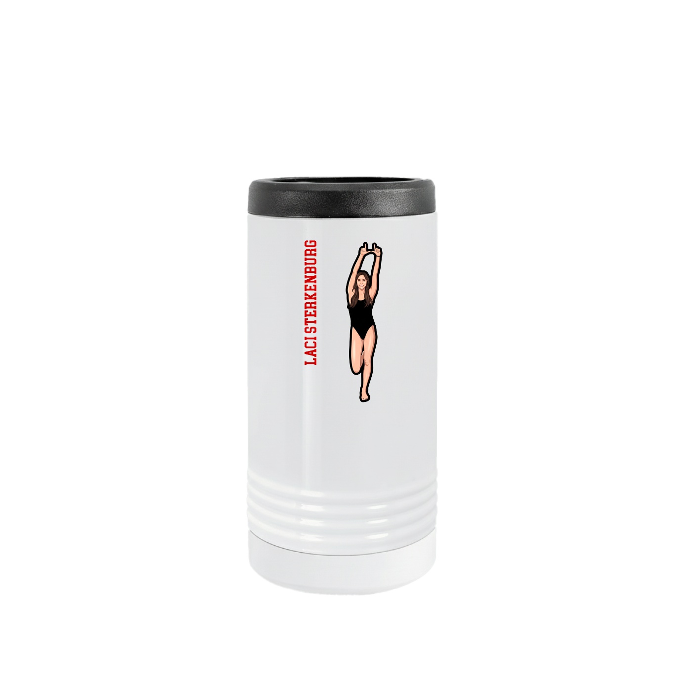 Slim Beverage Holder — Name Vertical in White