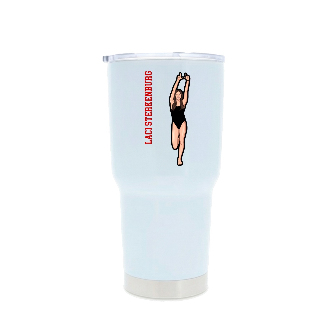 30oz Stainless Steel Tumbler — Name Vertical in White