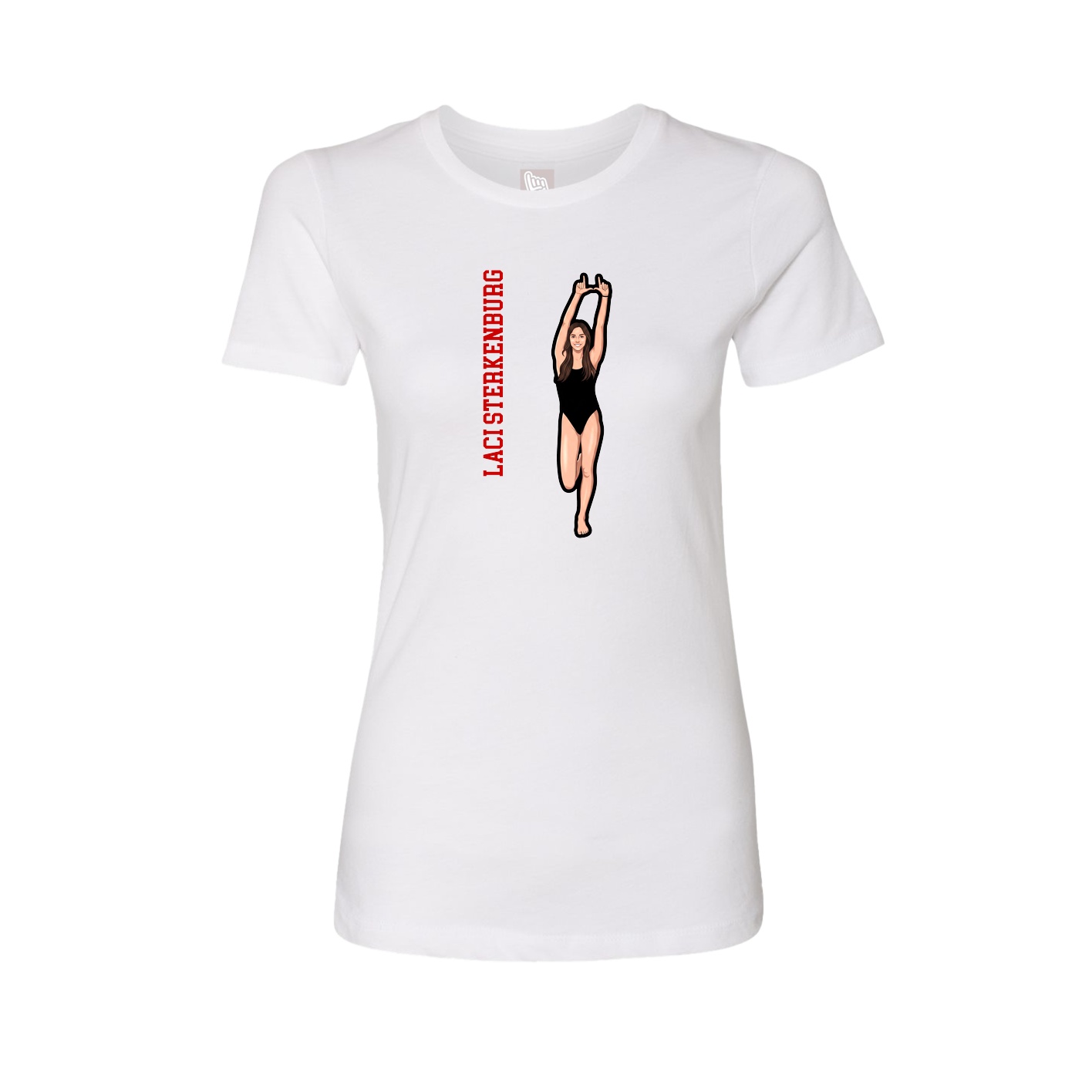 Womens Tee — Name Vertical in White