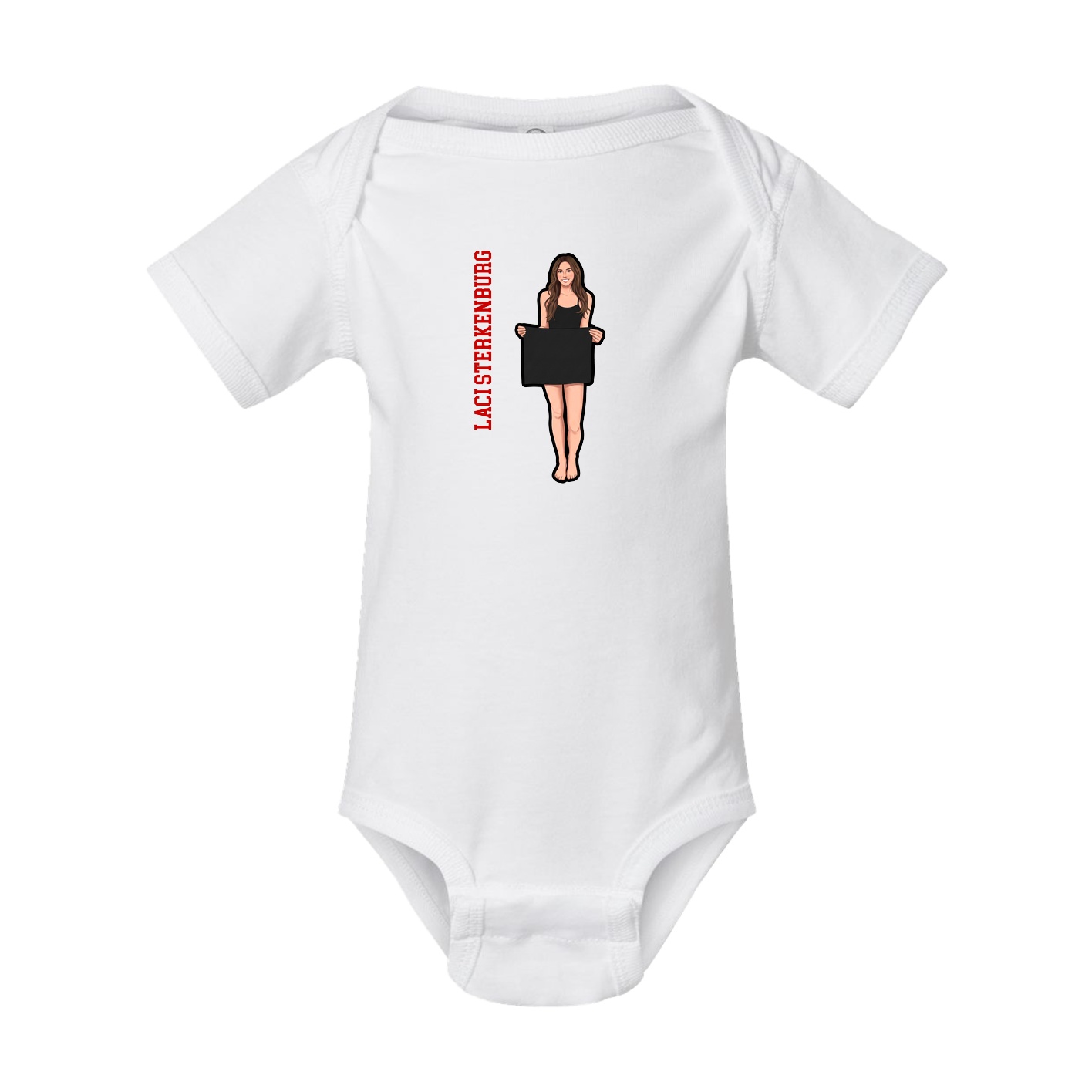 Baby Onesie — Name Vertical in White