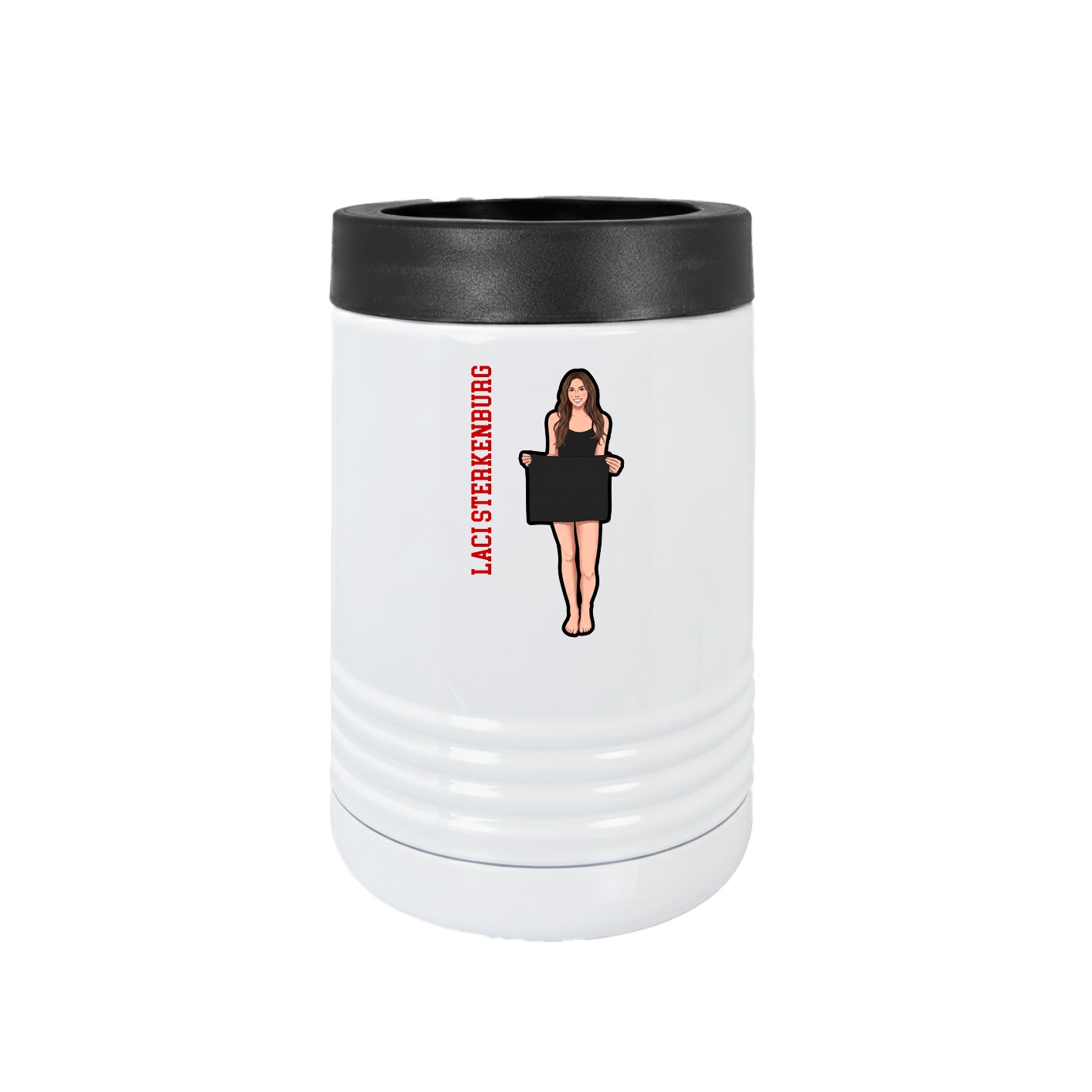 Beverage Holder — Name Vertical in White