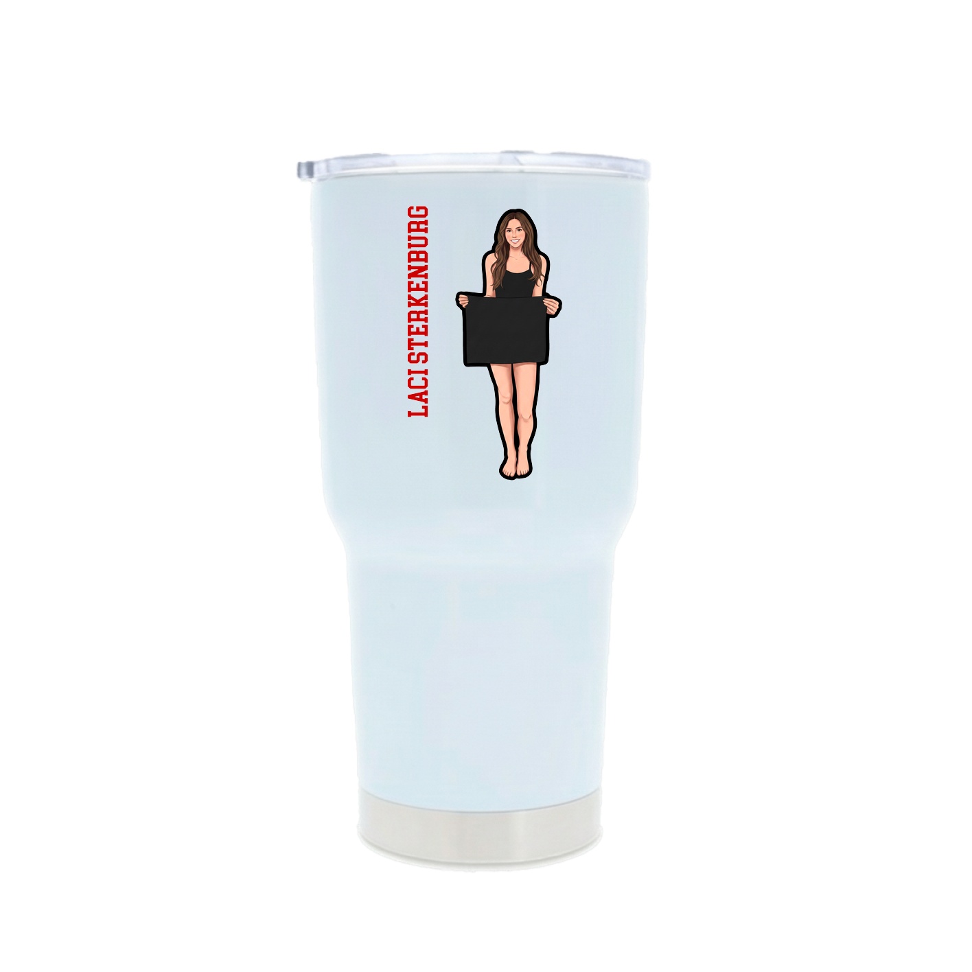 30oz Stainless Steel Tumbler — Name Vertical in White
