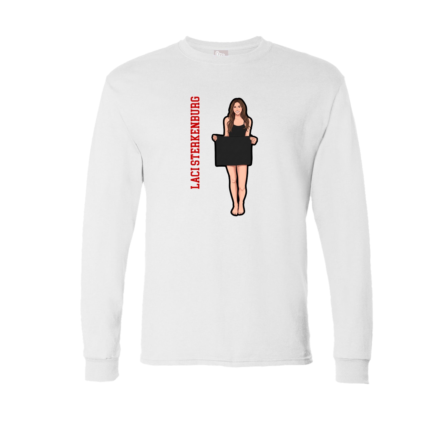 Long Sleeve Tee — Name Vertical in White