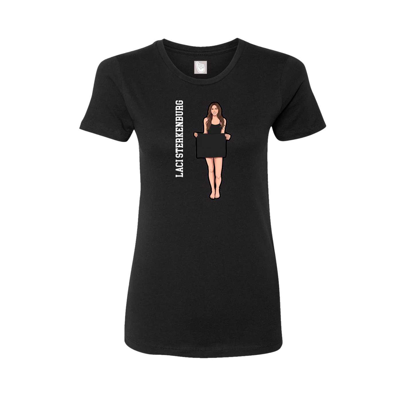 Womens Tee — Name Vertical in Black