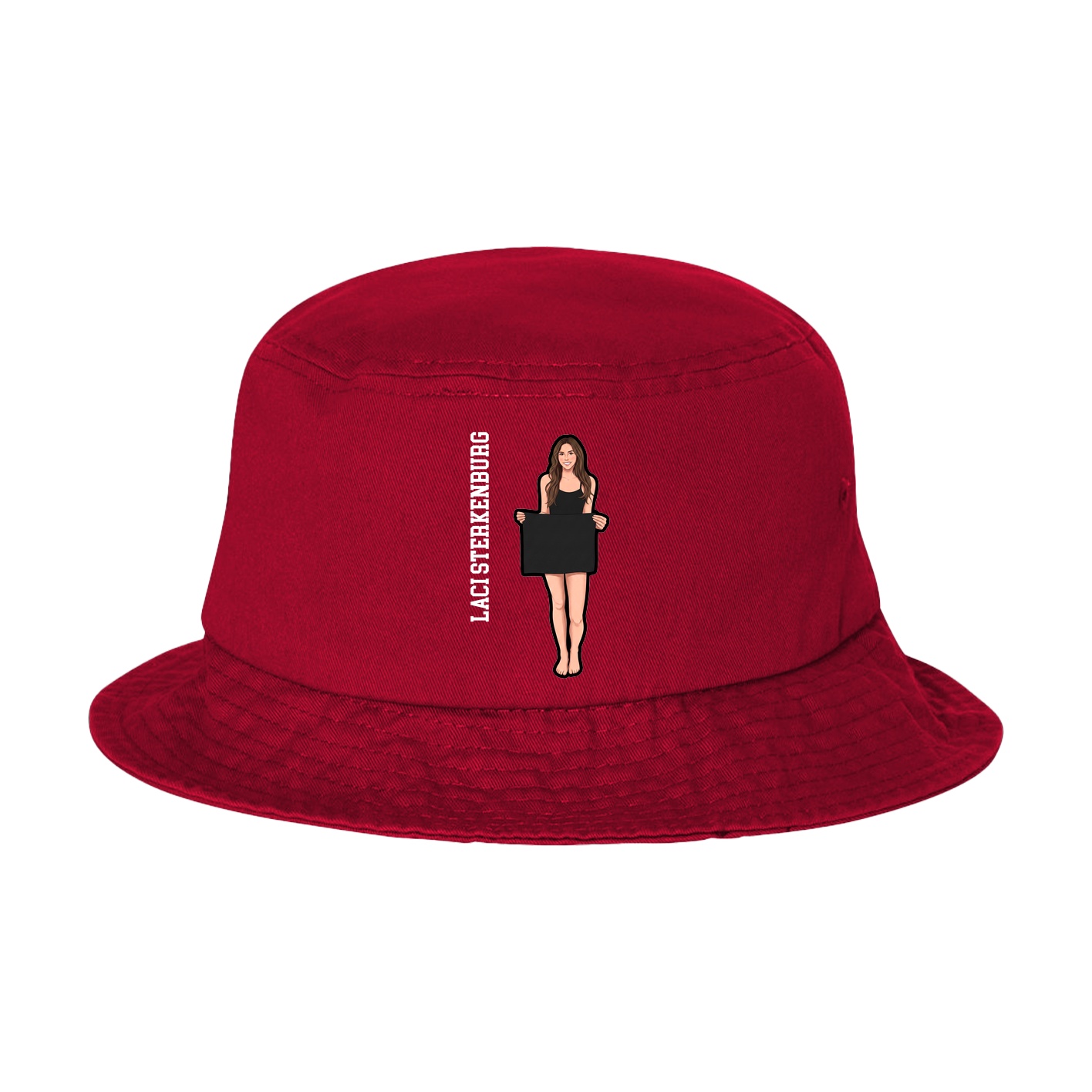 Bucket Cap — Name Vertical in Red