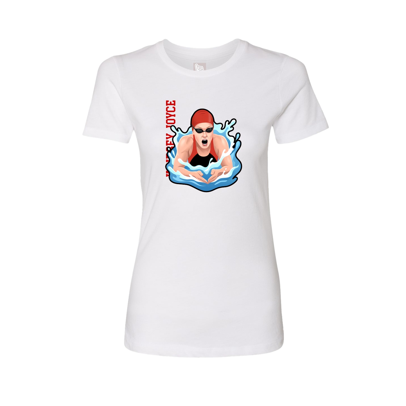 Fitted Women's Tee — Name Vertical in White