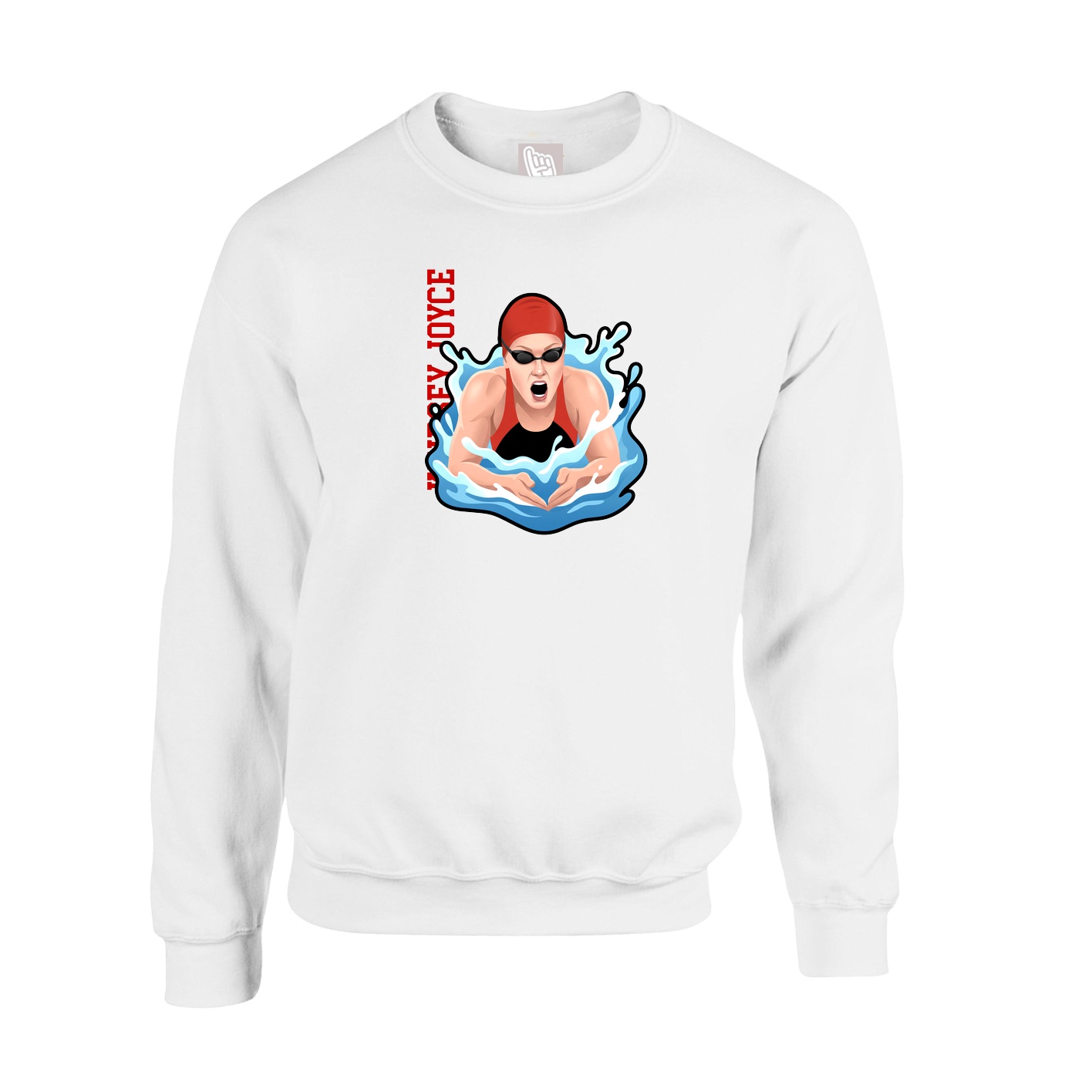 Fleece Crew — Name Vertical in White