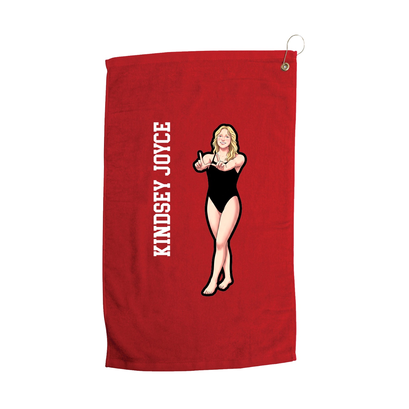Golf Towel — Name Vertical in Red