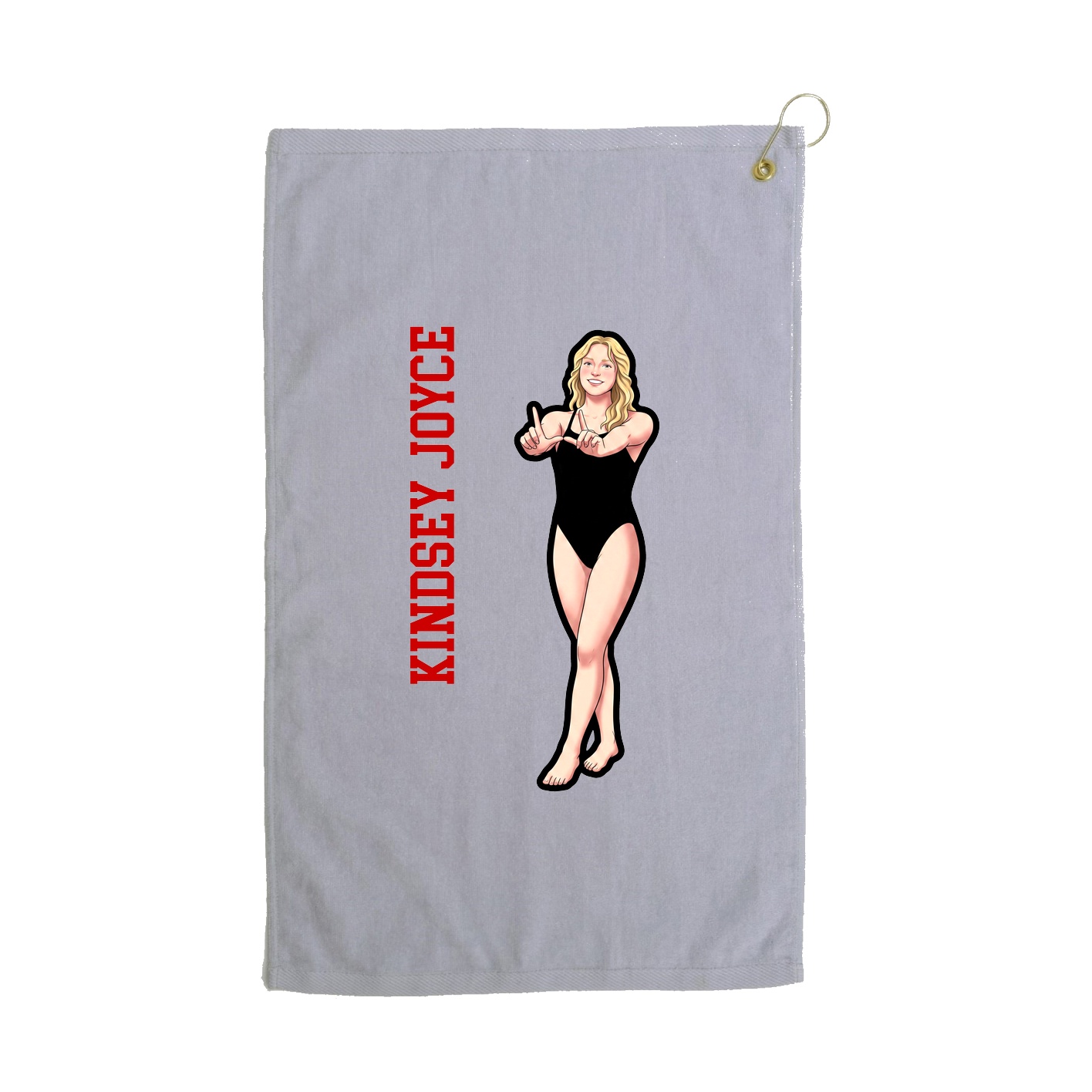 Golf Towel — Name Vertical in Grey