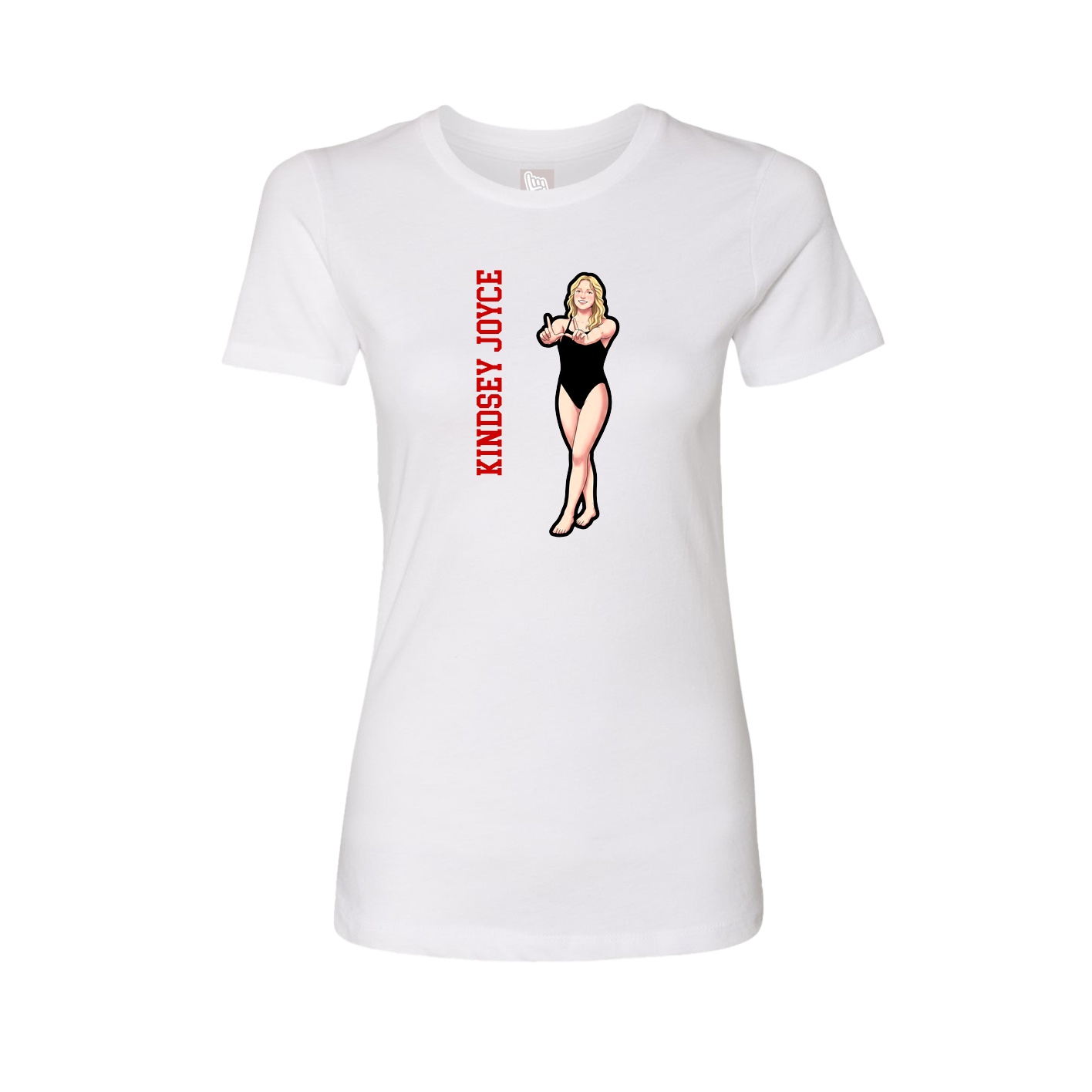 Womens Tee — Name Vertical in White
