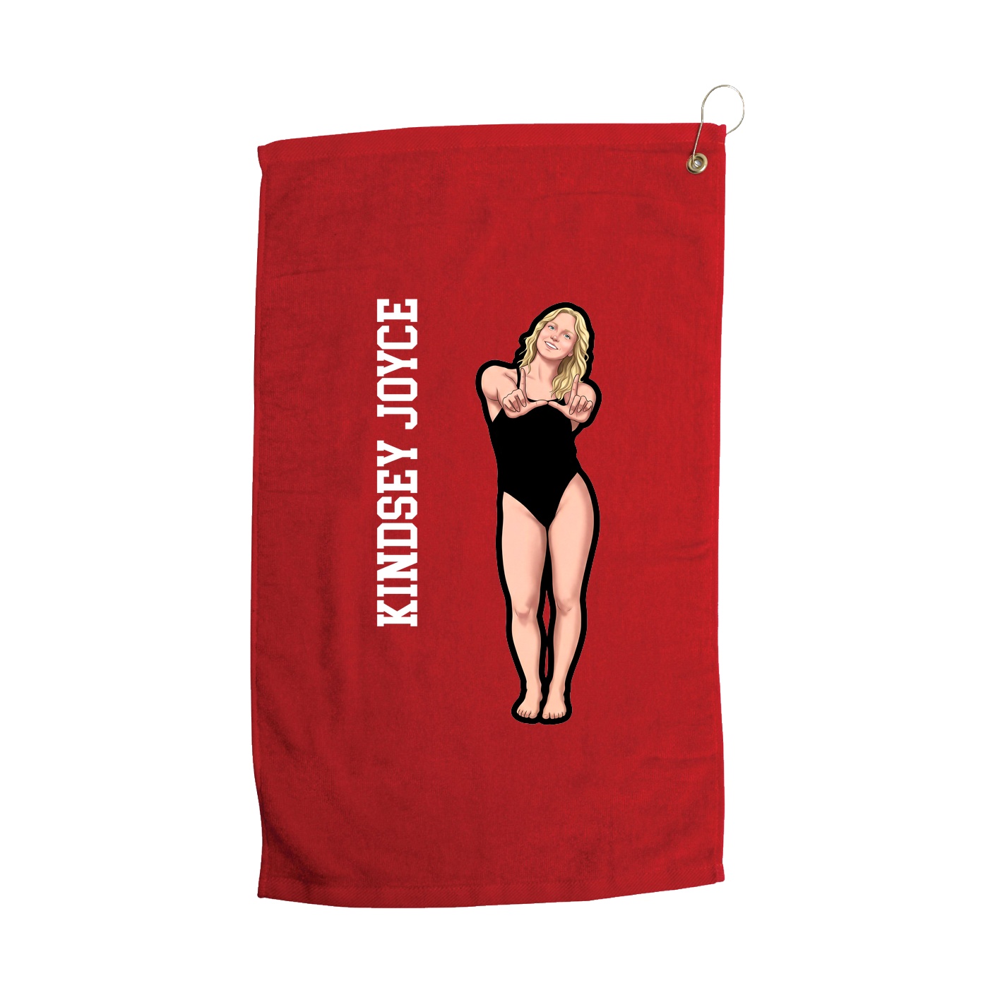 Golf Towel — Name Vertical in Red