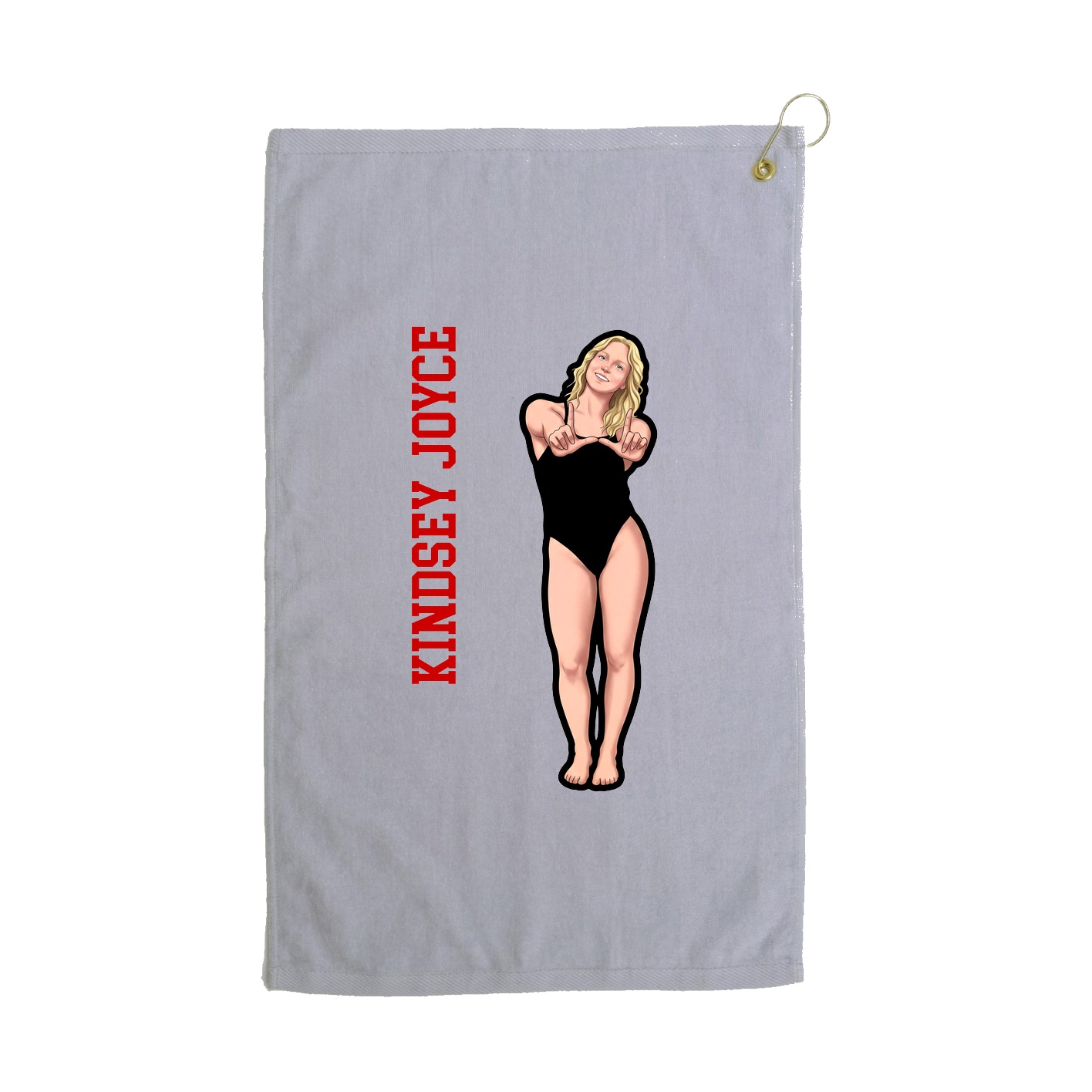 Golf Towel — Name Vertical in Grey