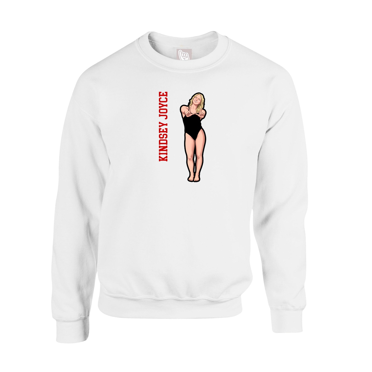 Fleece Crew — Name Vertical in White
