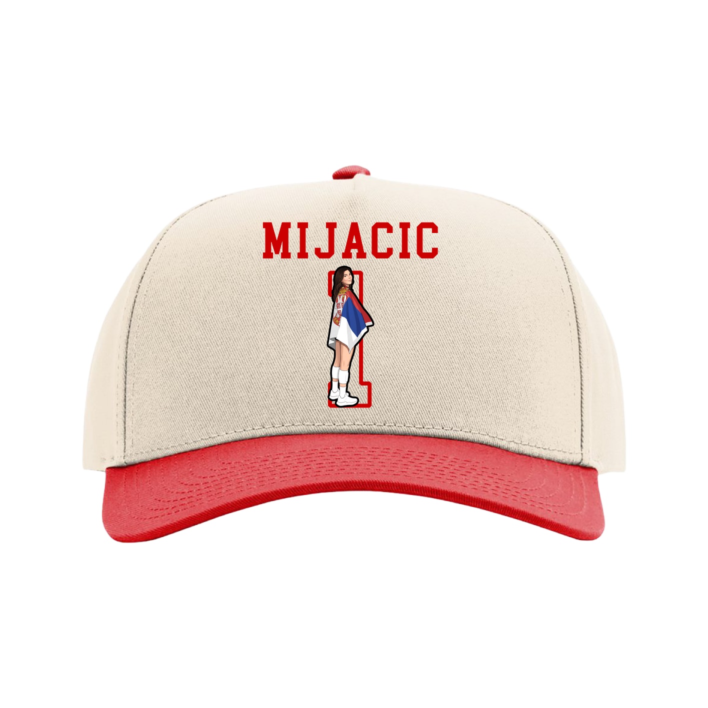 Full Fabric Five-Panel Champ Cap — Shirsey in Cream/Red