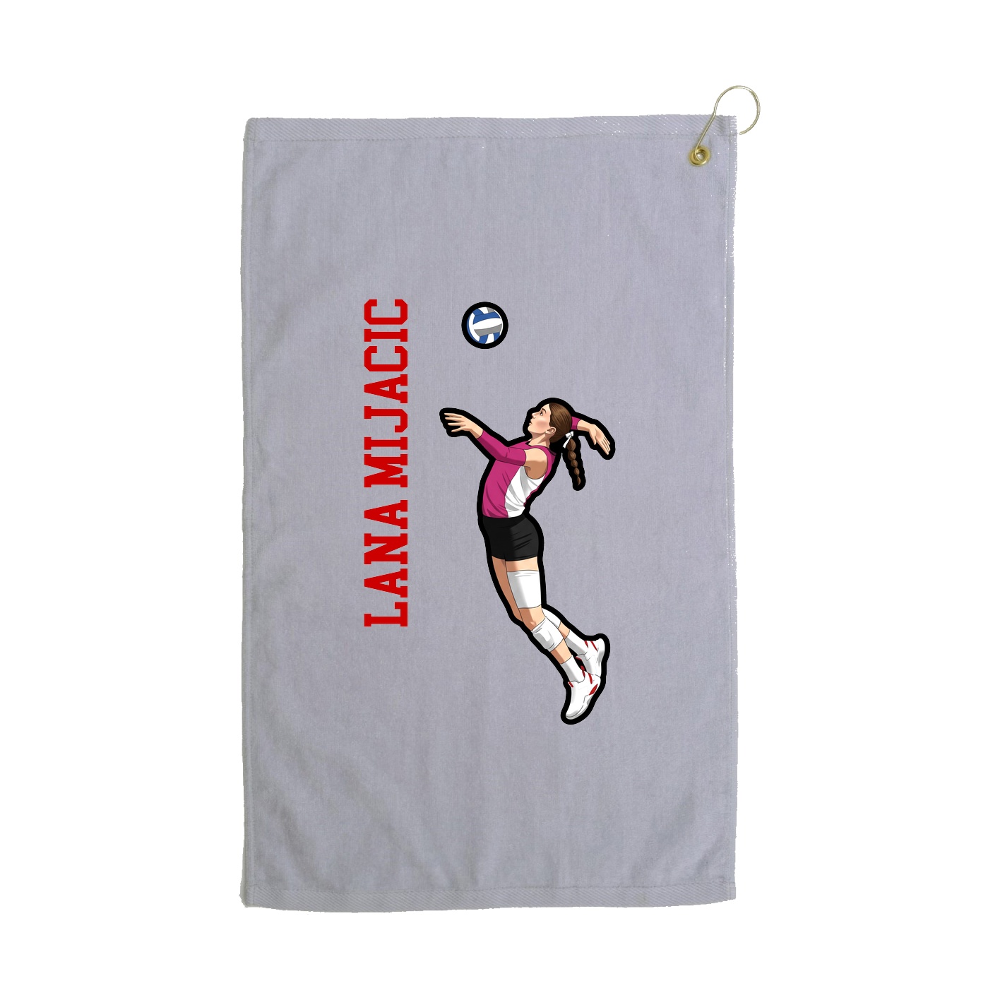 Golf Towel — Name Vertical in Grey
