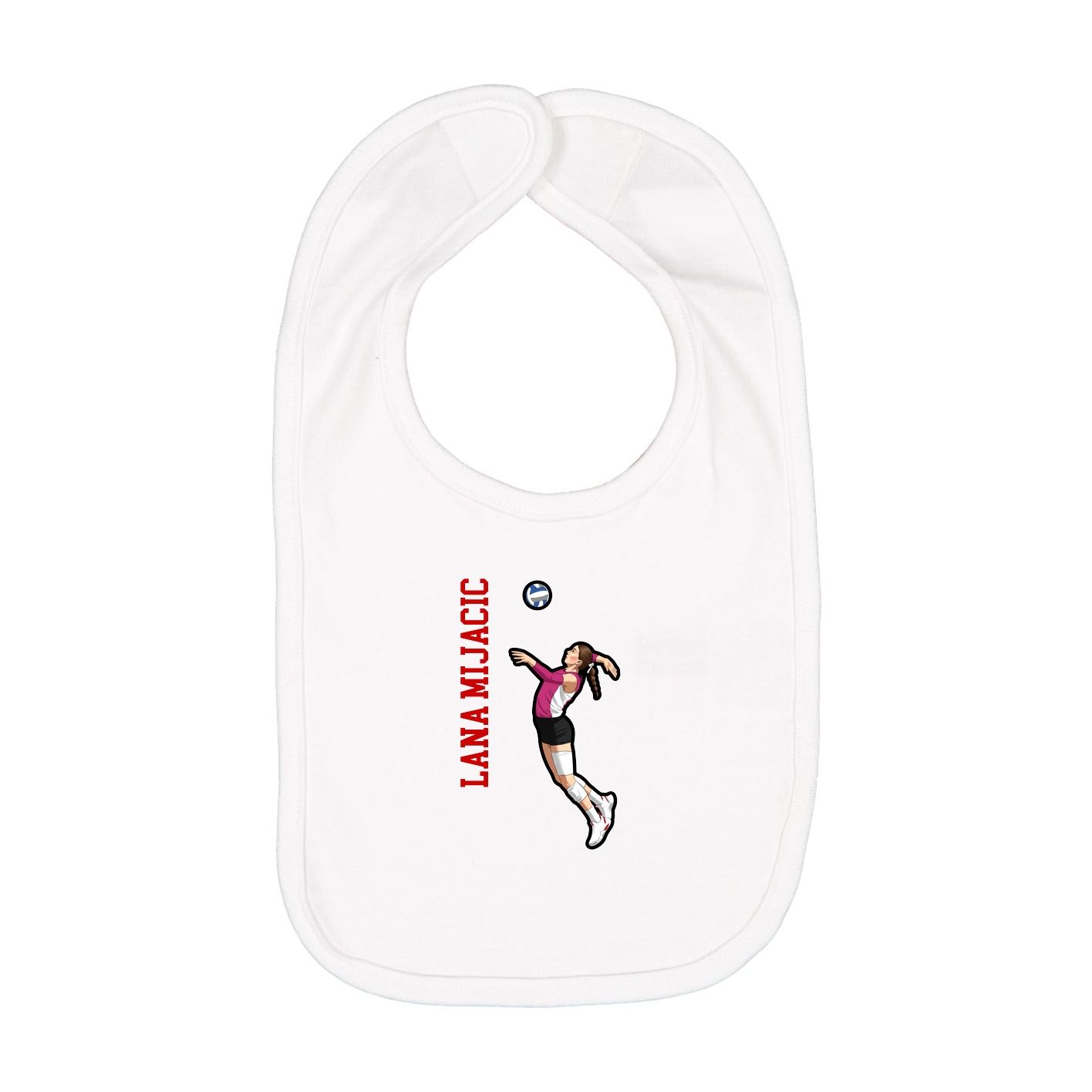 Infant Bib — Name Vertical in White