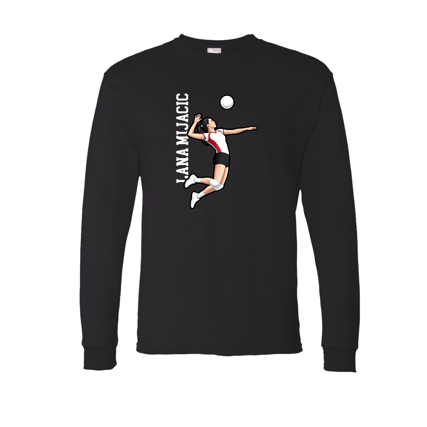 Long Sleeve Tee — Name Vertical in Black