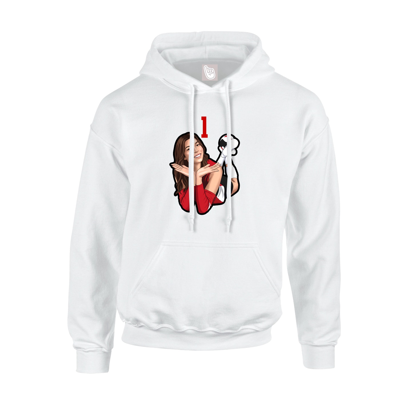 Youth Hoodie — Number Top in White