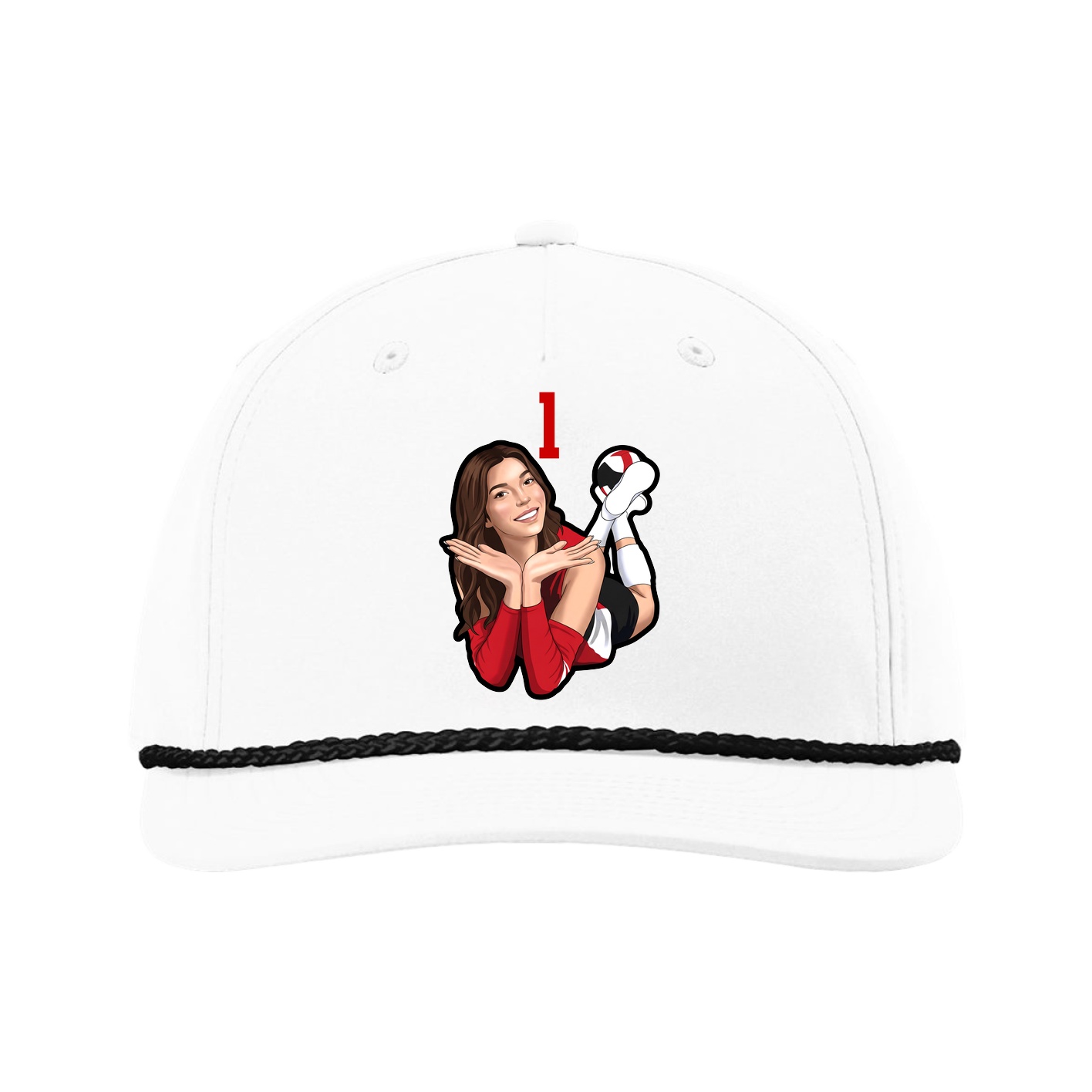 Five-Panel Classic Rope Cap — Number Top in White