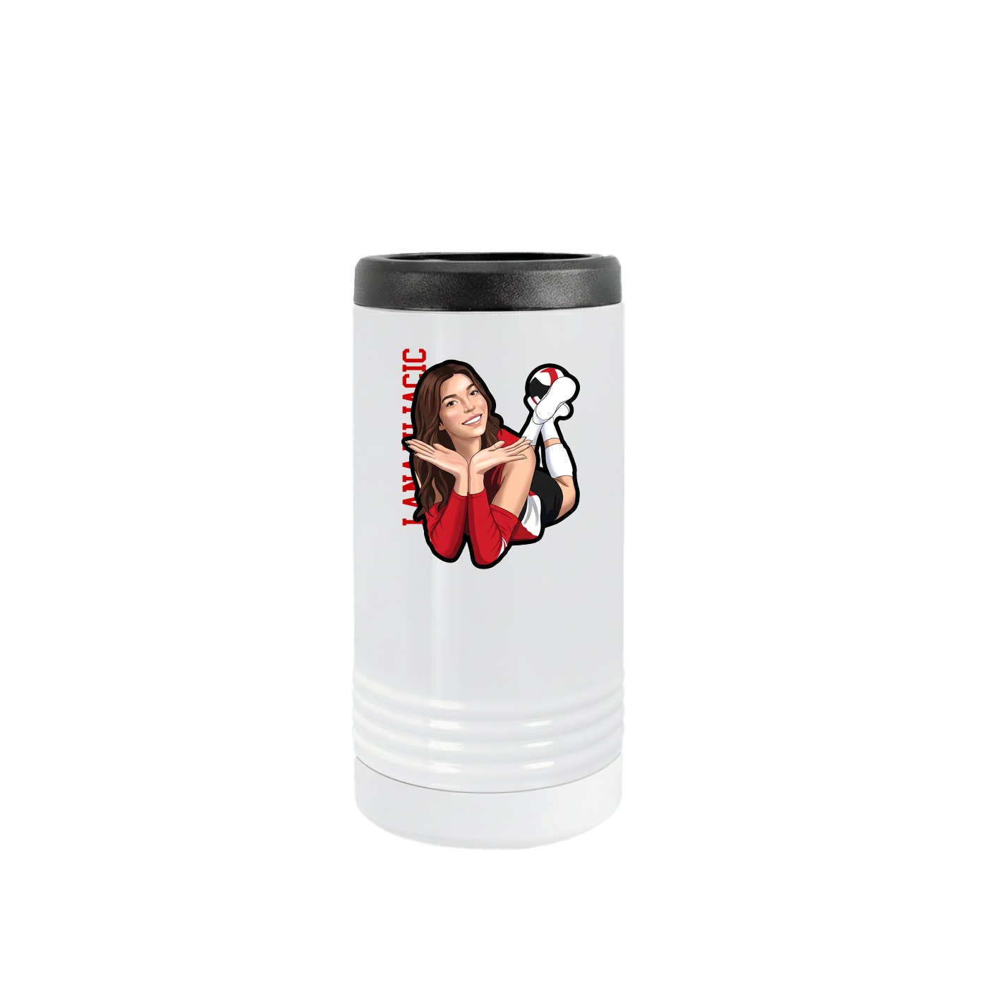 Slim Beverage Holder — Name Vertical in White