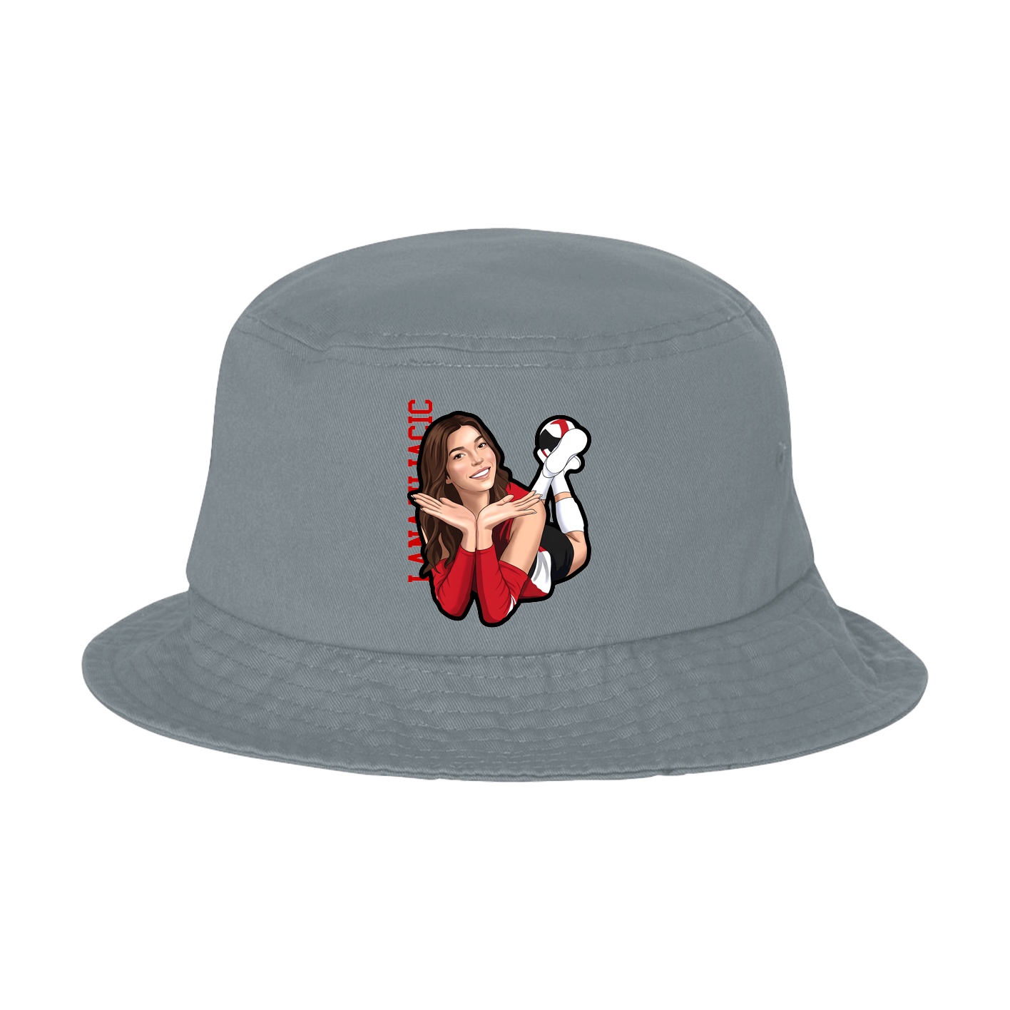Bucket Cap — Name Vertical in Grey