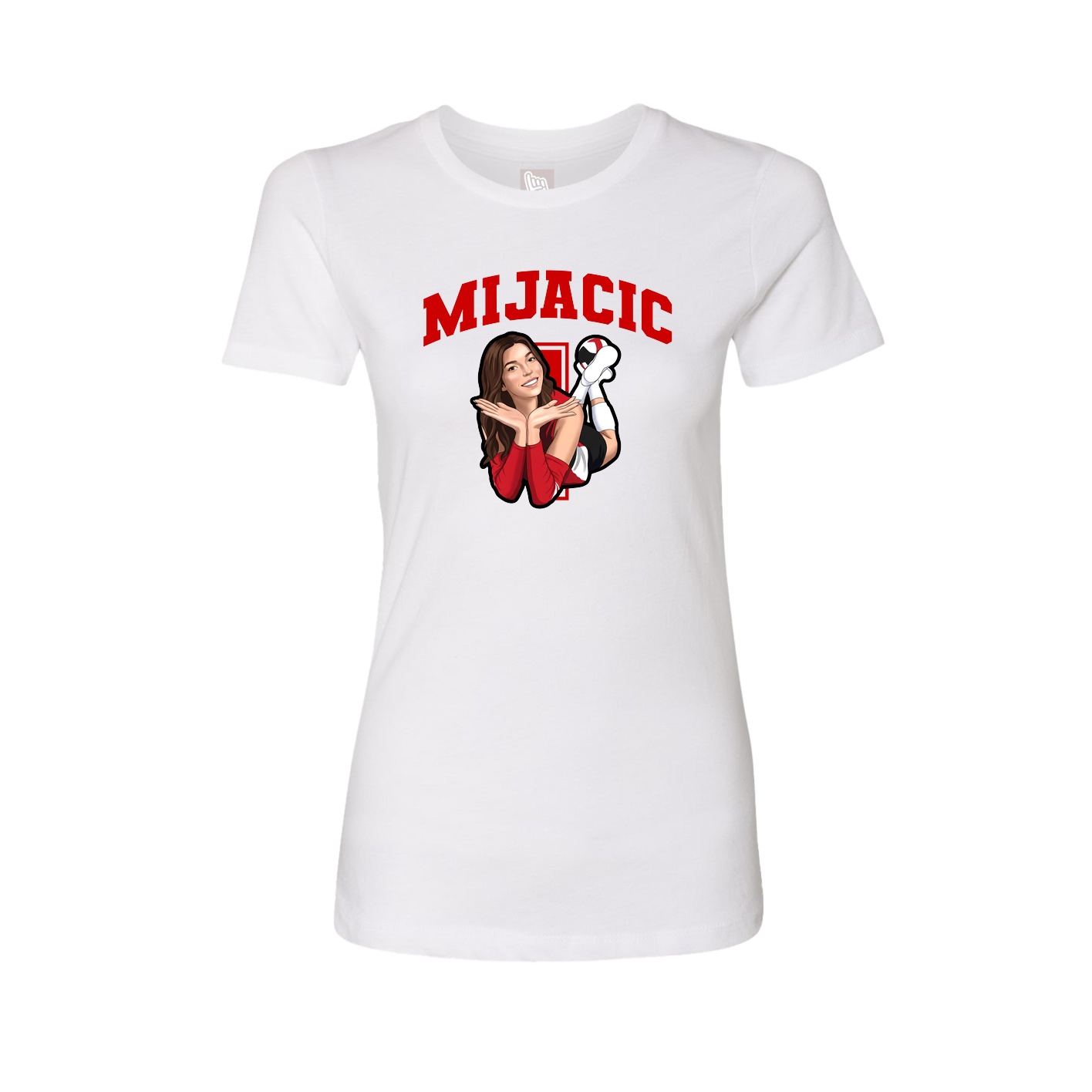 Fitted Women's Tee — Number in White