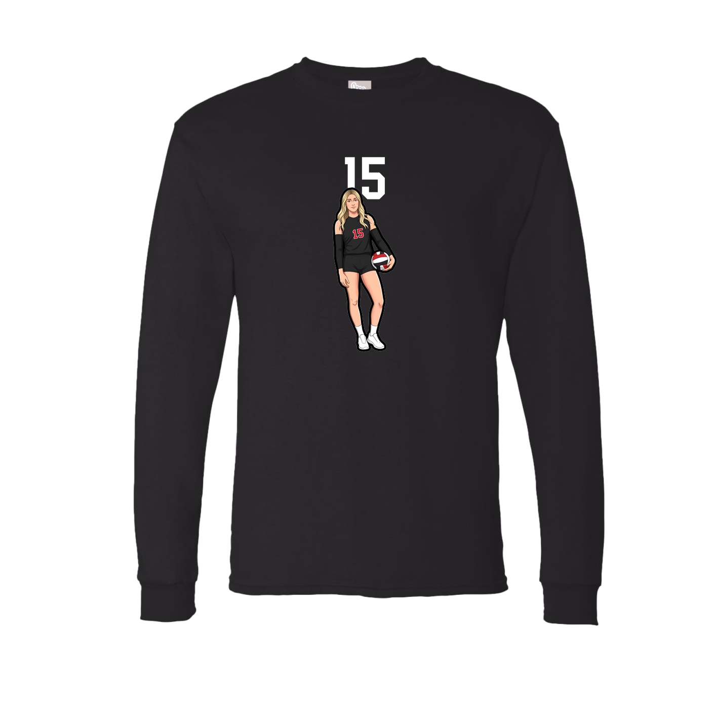 Long Sleeve Tee — Number Top in Black