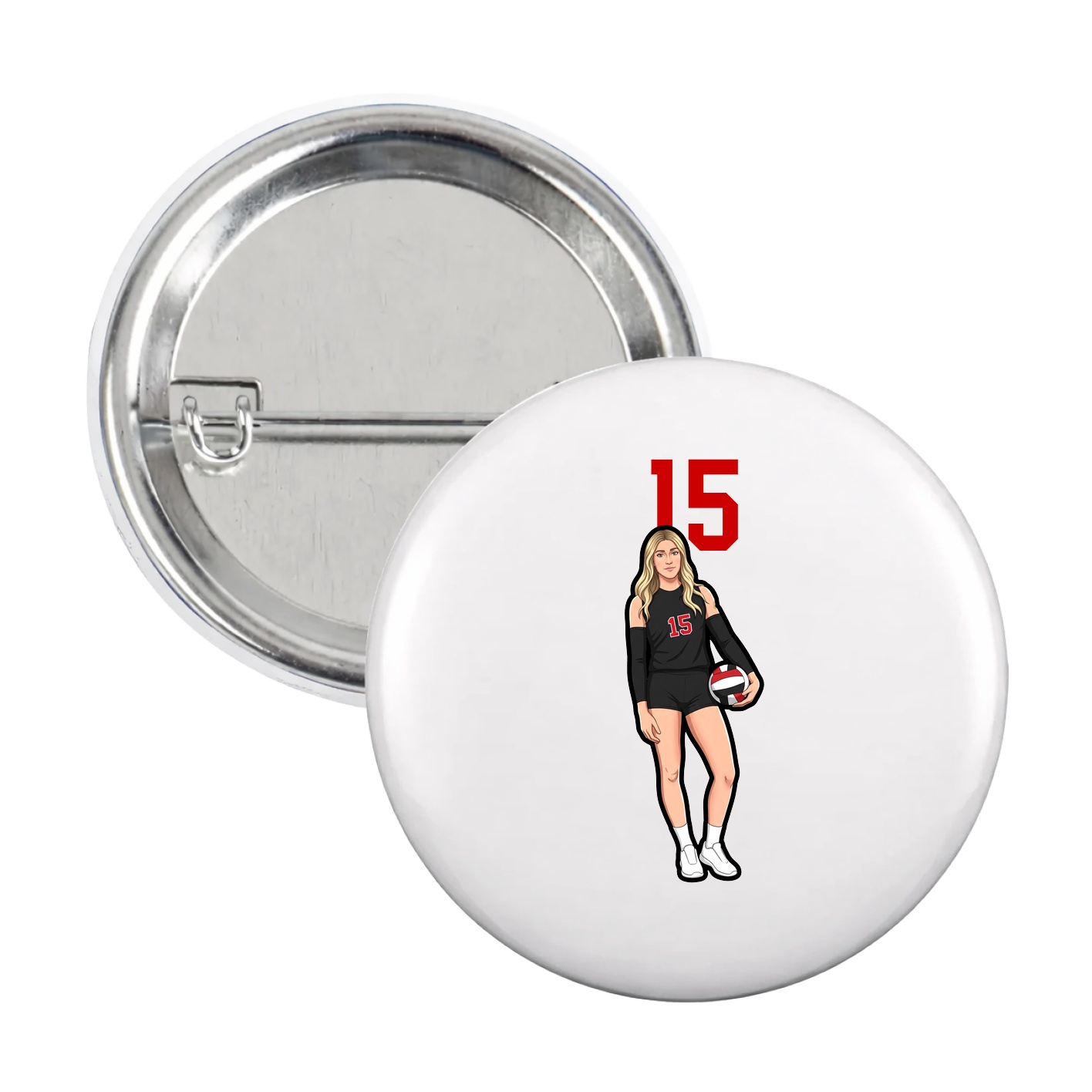 Game Day Button — Number Top in White