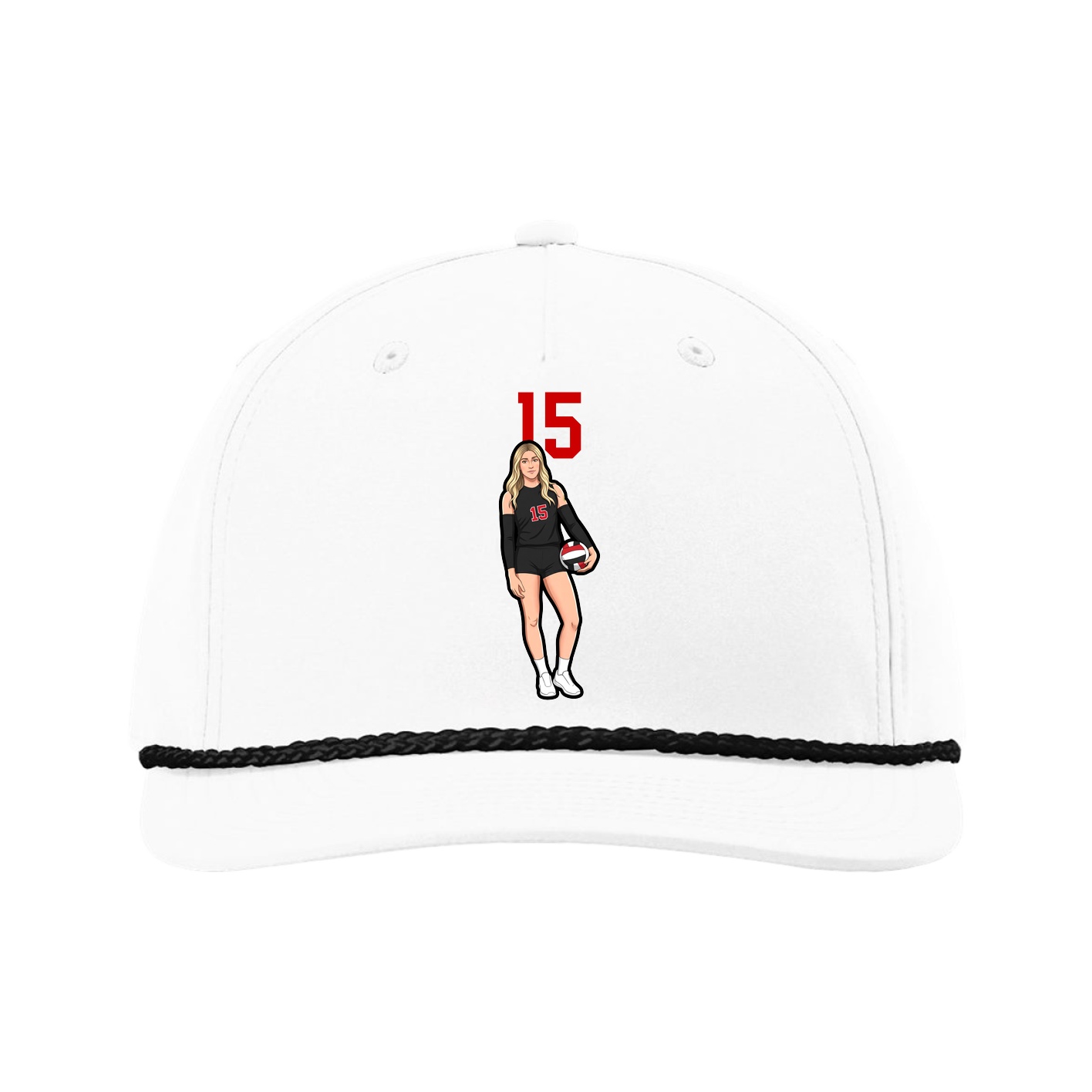 Five-Panel Classic Rope Cap — Number Top in White