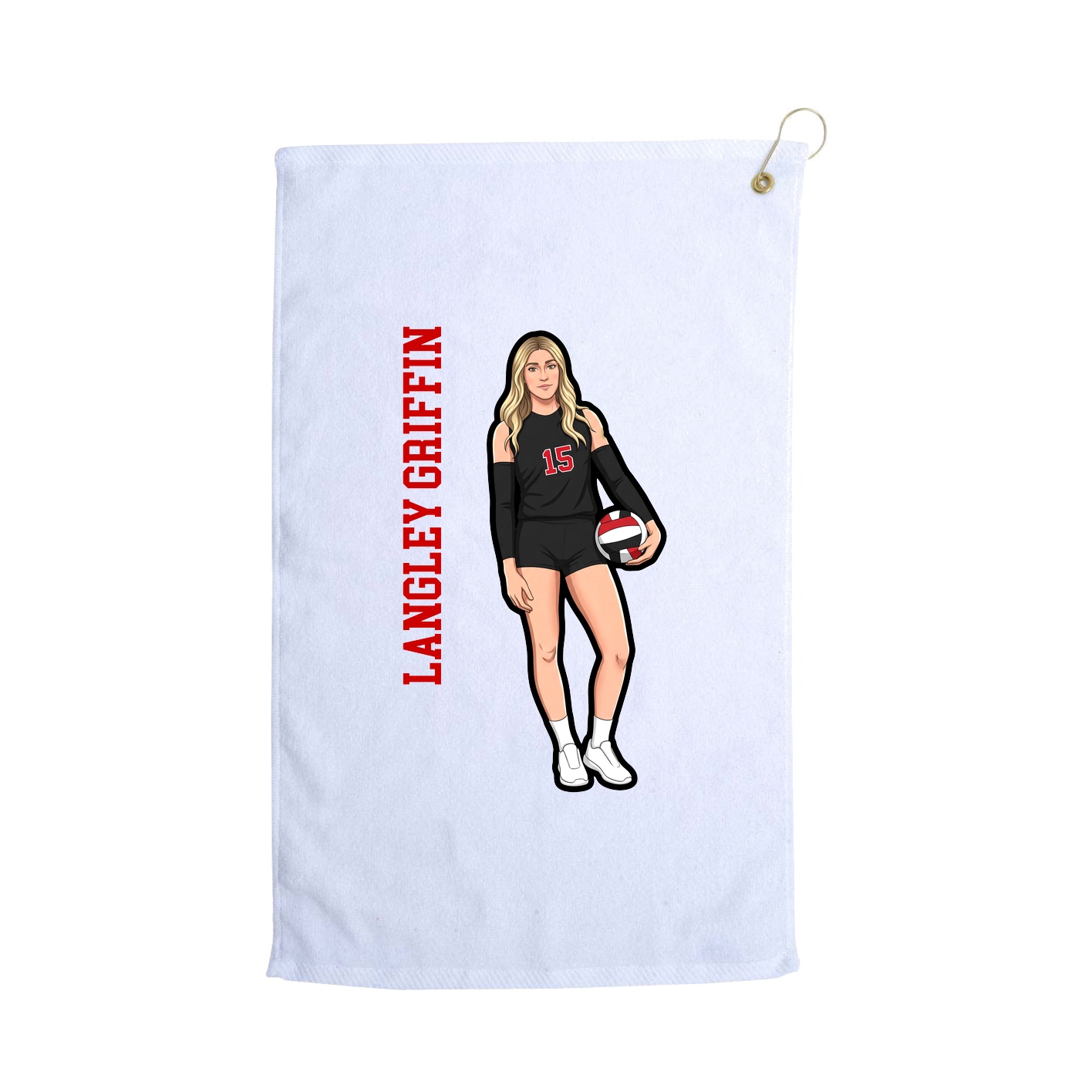 Golf Towel — Name Vertical in White