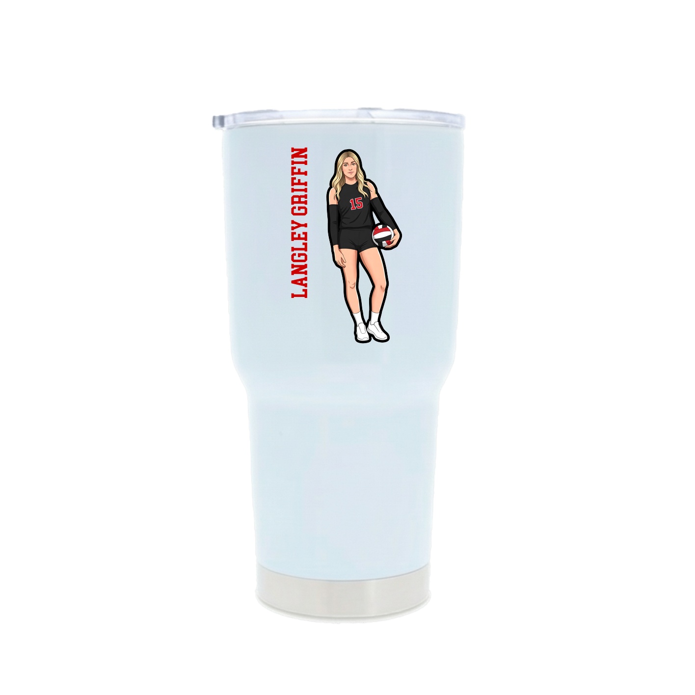 30oz Stainless Steel Tumbler — Name Vertical in White