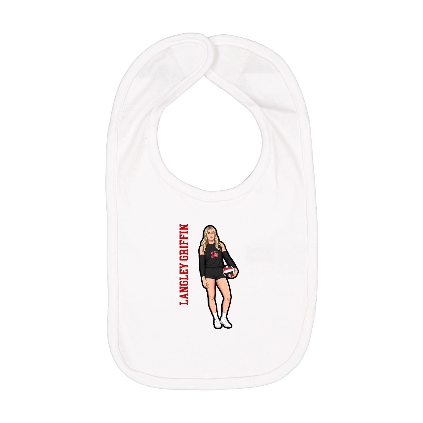 Infant Bib — Name Vertical in White