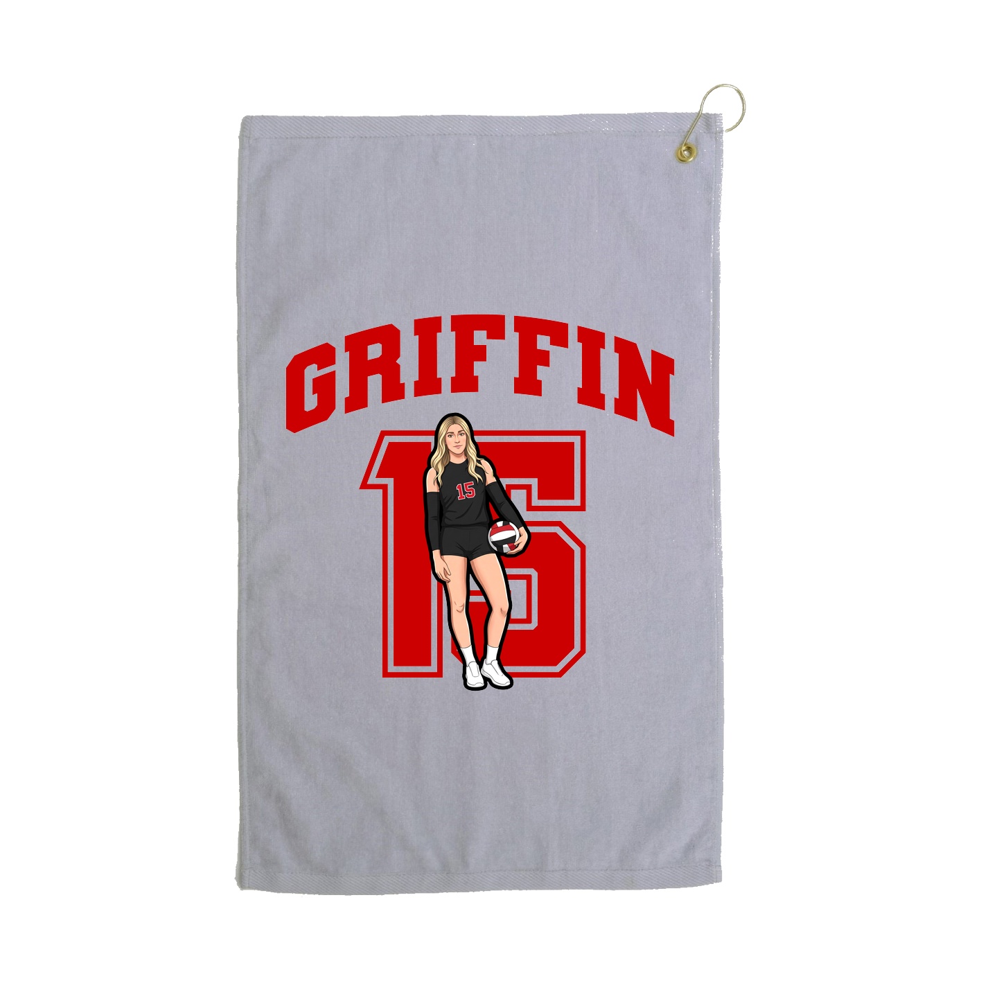 Golf Towel — Number in Grey